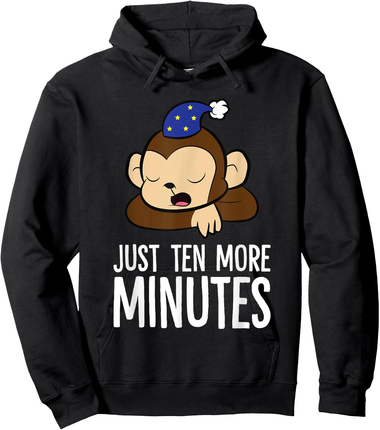 Monkey Sleeping Lazy Tired Just Ten More Minutes Monkey Hoodie - Hoodie | Black