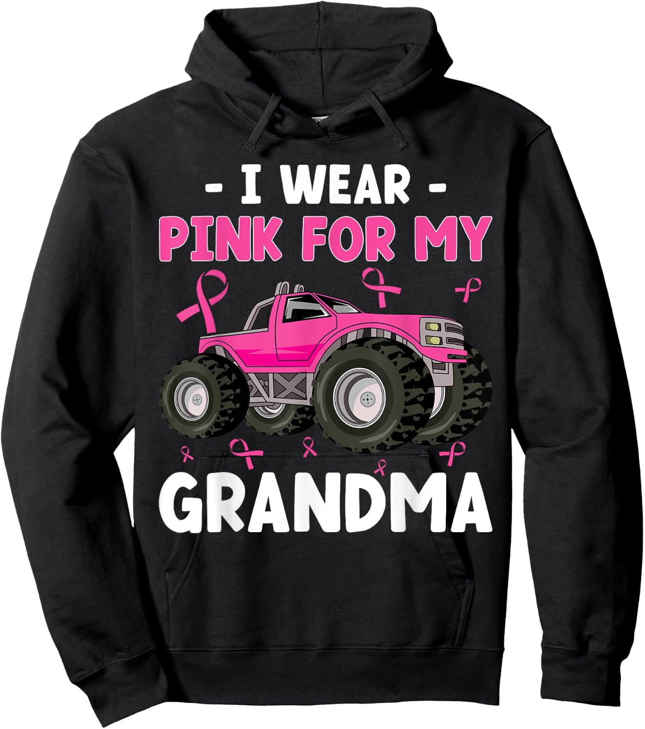 Monster Truck I Wear Pink Breast Cancer Awareness Hoodie - Hoodie | Black