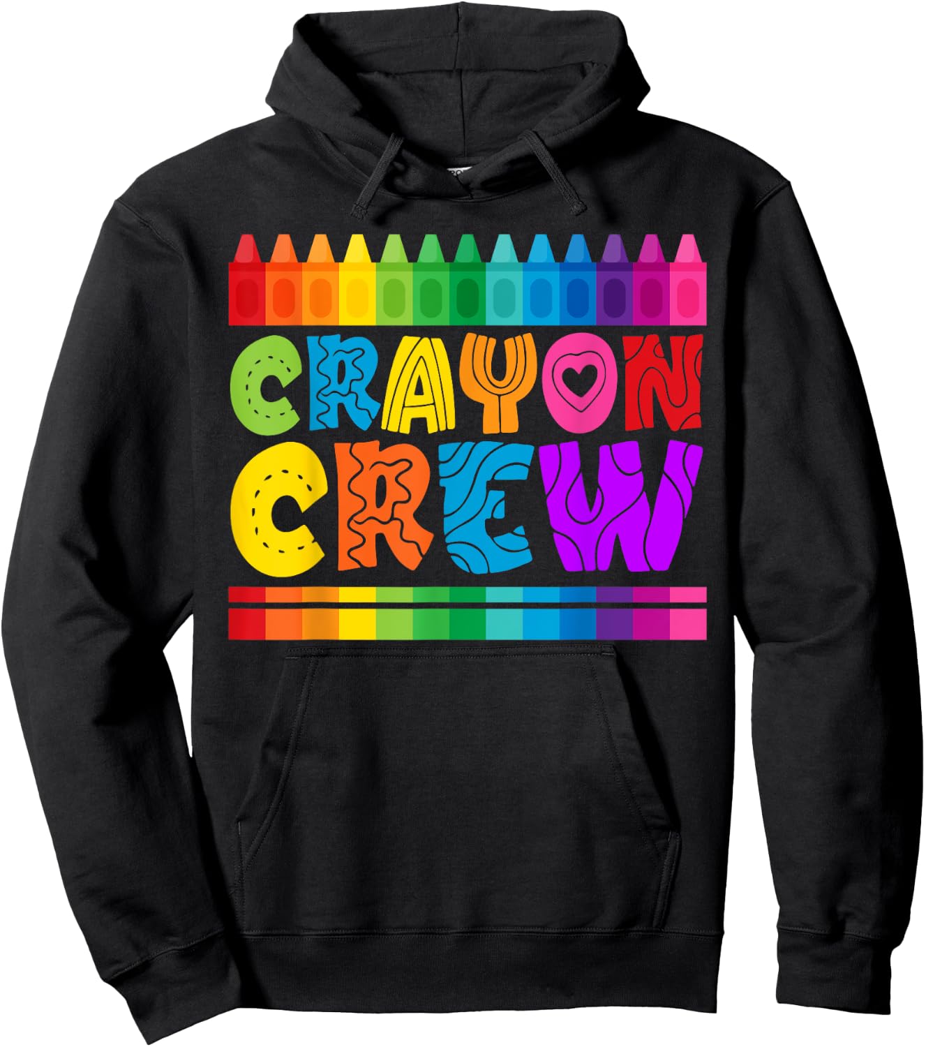 Crayon Crew Coloring Artistic Drawing Color Hoodie - Hoodie | Black