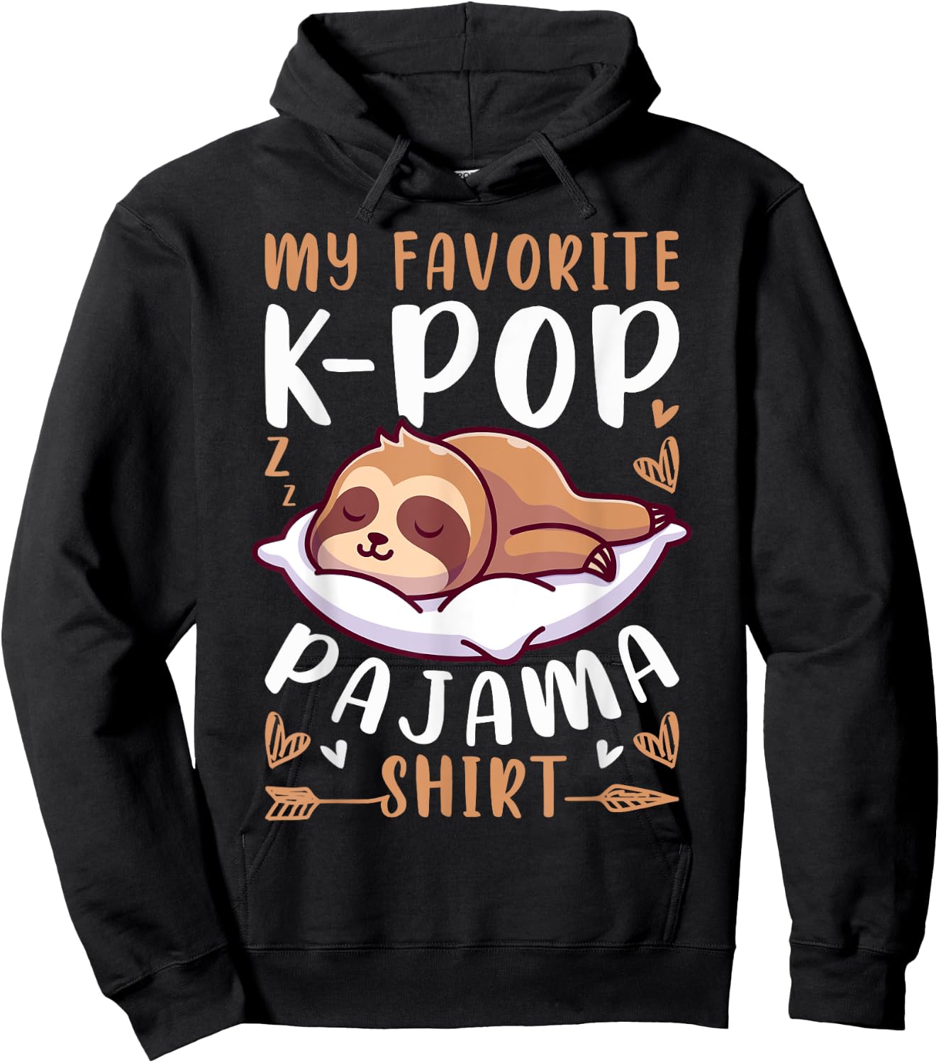 K-Pop Music, Sleeping Sloth, K-Pop Pajama Hoodie - Hoodie | Black