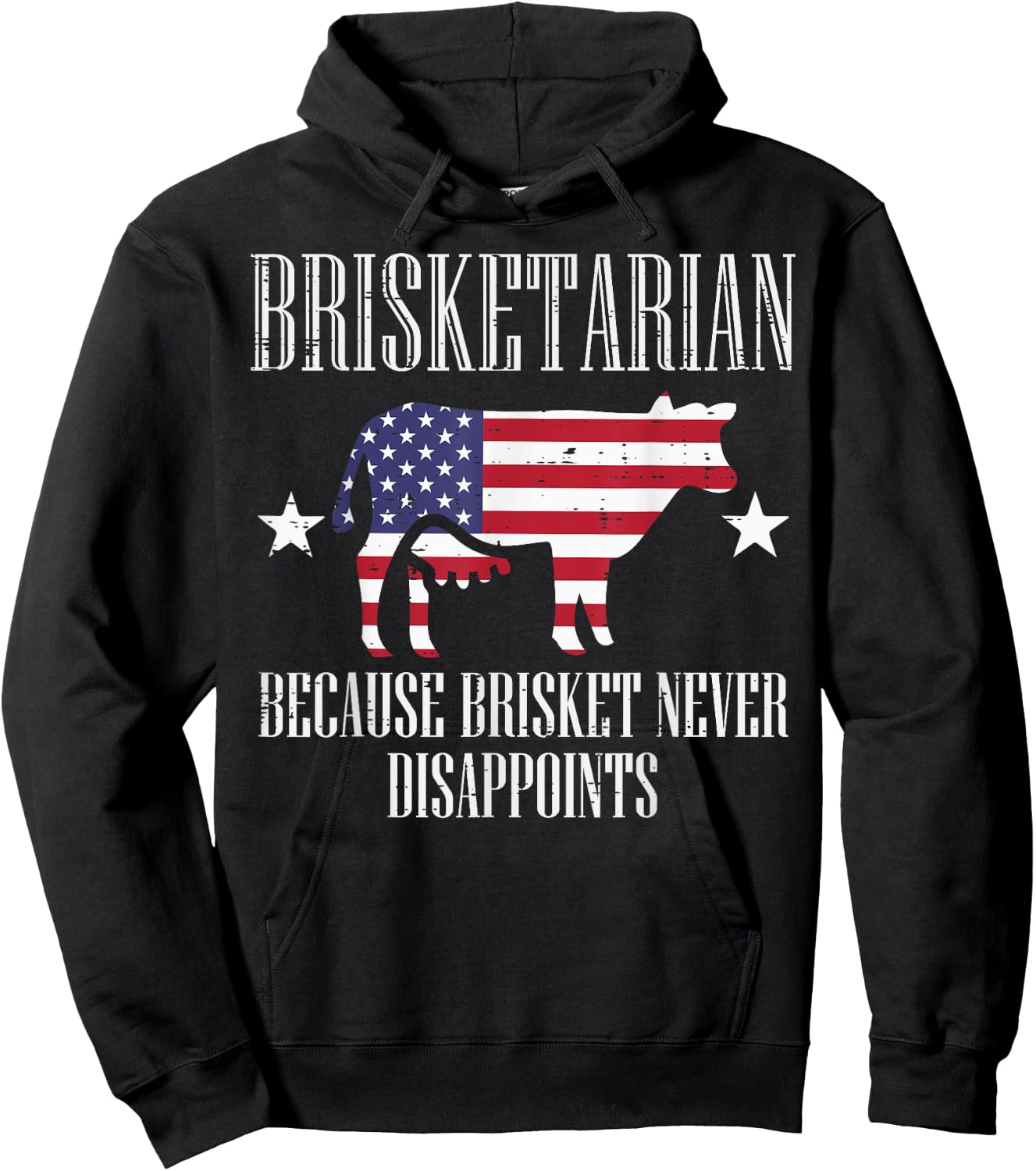 Brisketarian US Flag Brisket Bbq Barbecue 4th July Men Women Hoodie - Hoodie | Black
