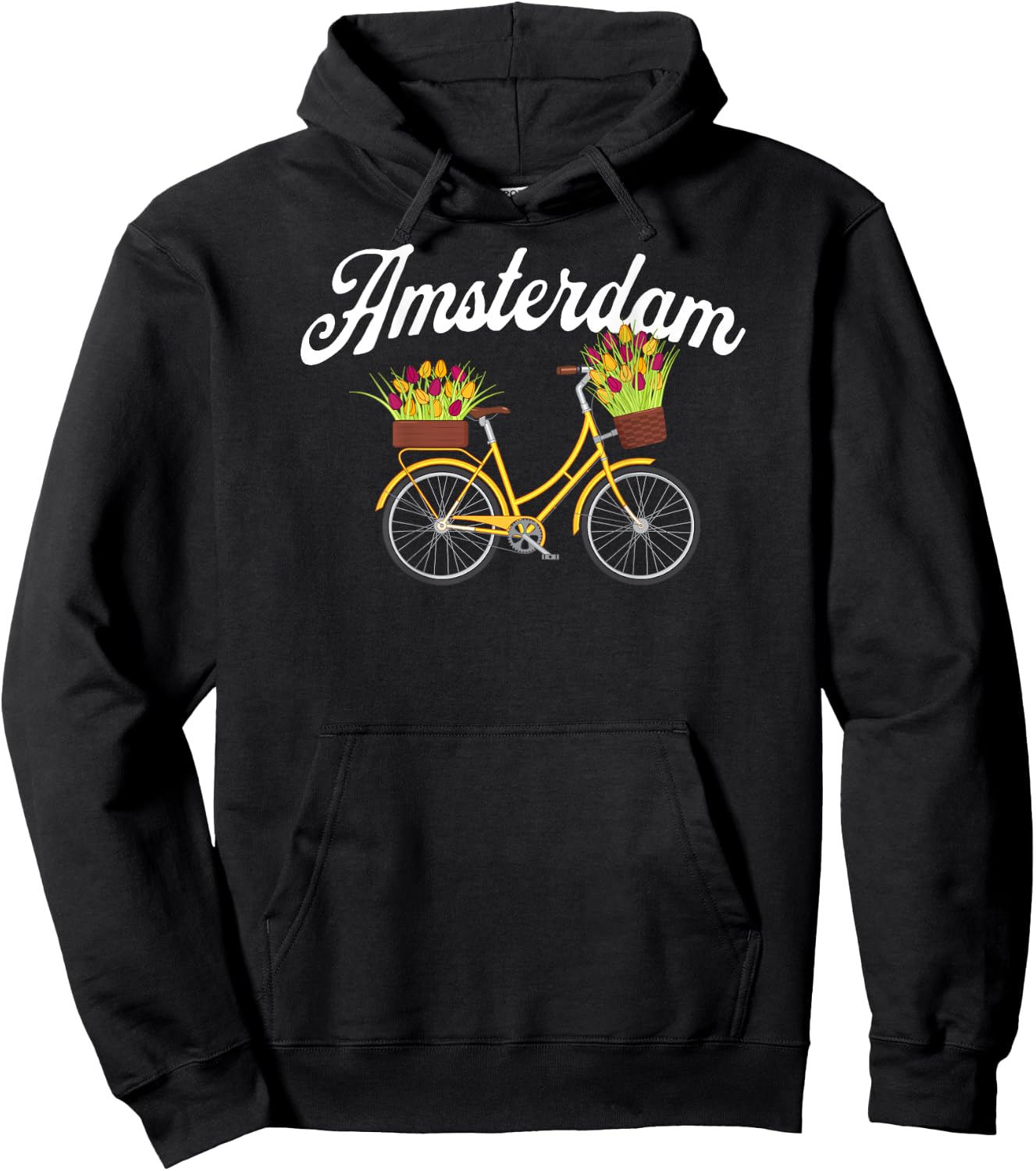 Amsterdam Summer Tour Yellow Flower Floral Women's Bike Hoodie - Hoodie | Black