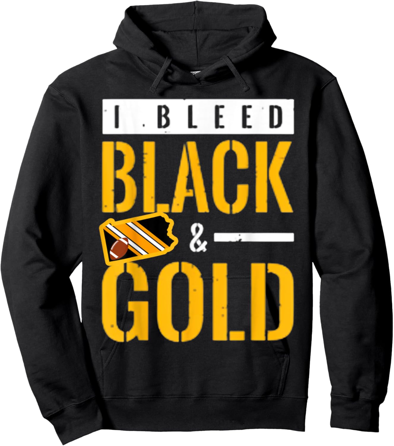 I Bleed Black and Gold Game Day Group School Football Sports Hoodie - Hoodie | Black