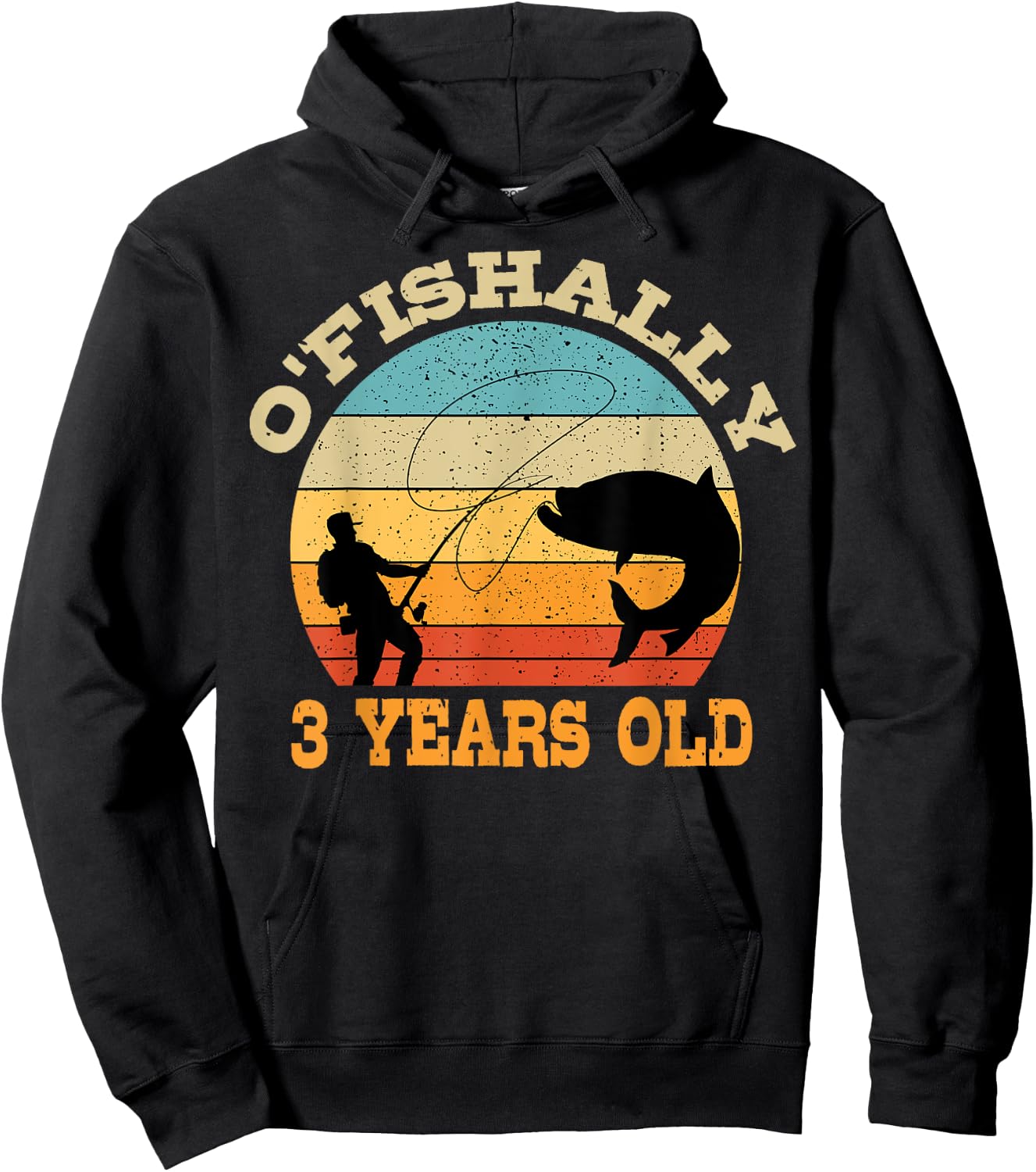 O'Fishally 3 Years Old Fishing Birthday Theme Party 3rd Hoodie - Hoodie | Black