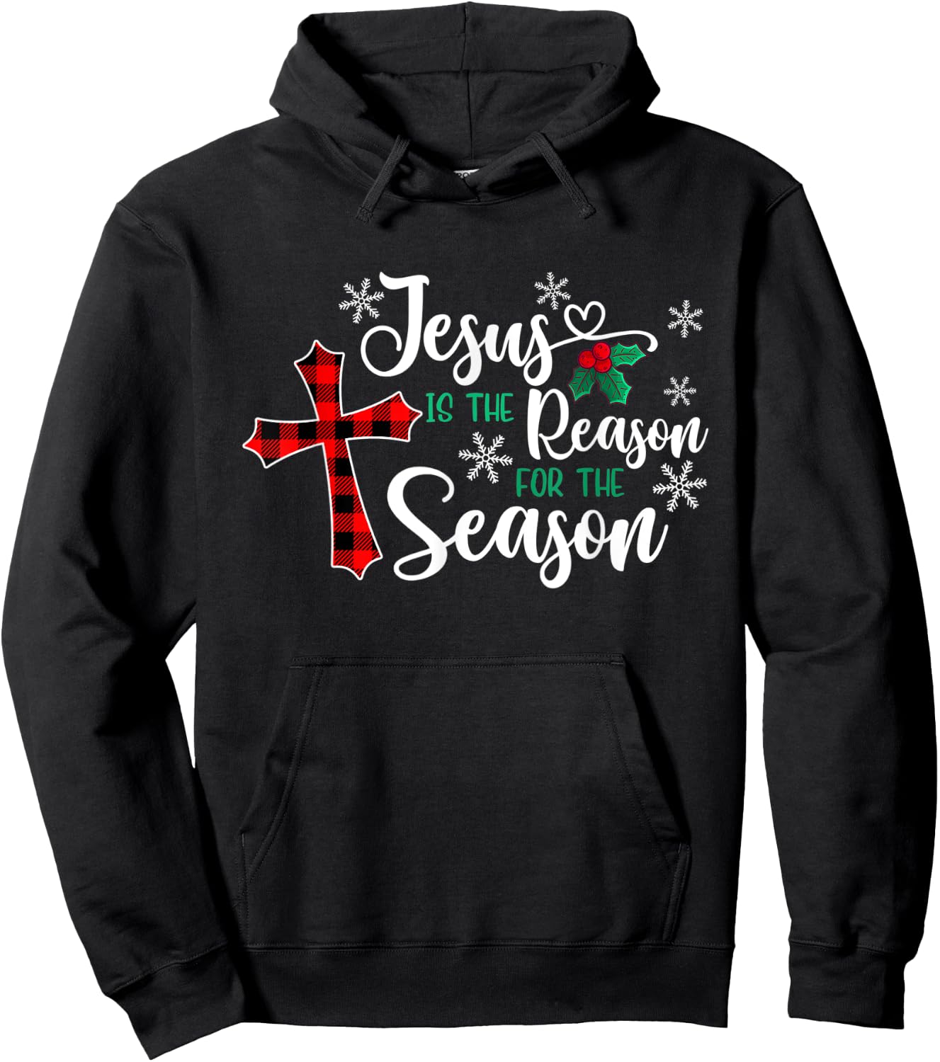 Jesus Is The Reason For The Season Christmas Christian Cross Hoodie - Hoodie | Black