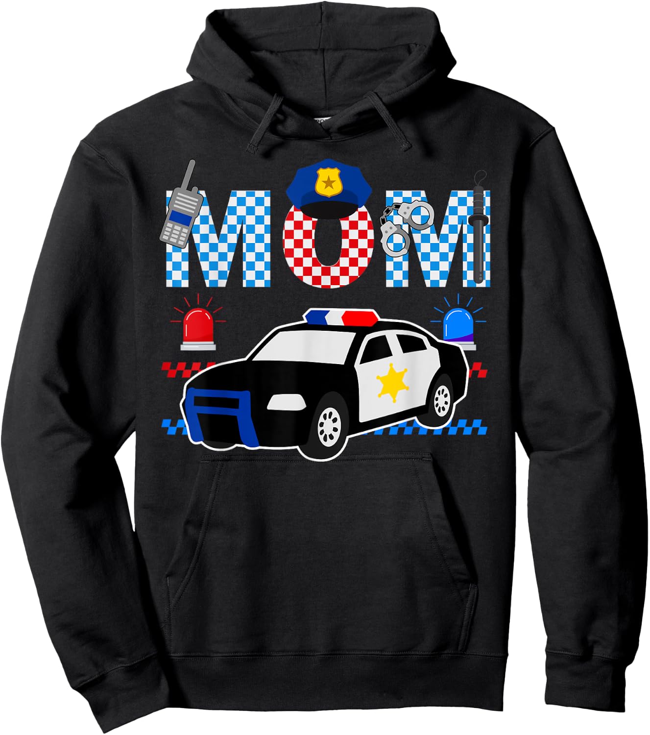 Cop Mom Police Themed Kids Birthday Officer Party Matching Hoodie - Hoodie | Black