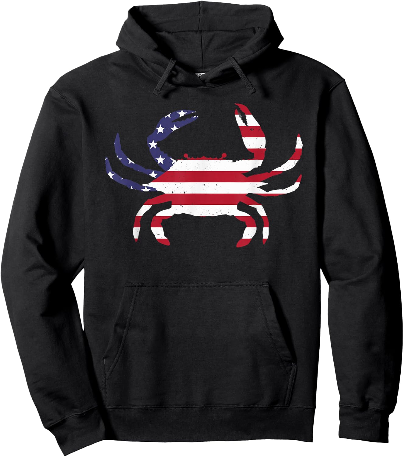 Cool Crab Women Fourth July Flag Patriotic Crabbing Hoodie - Hoodie | Black