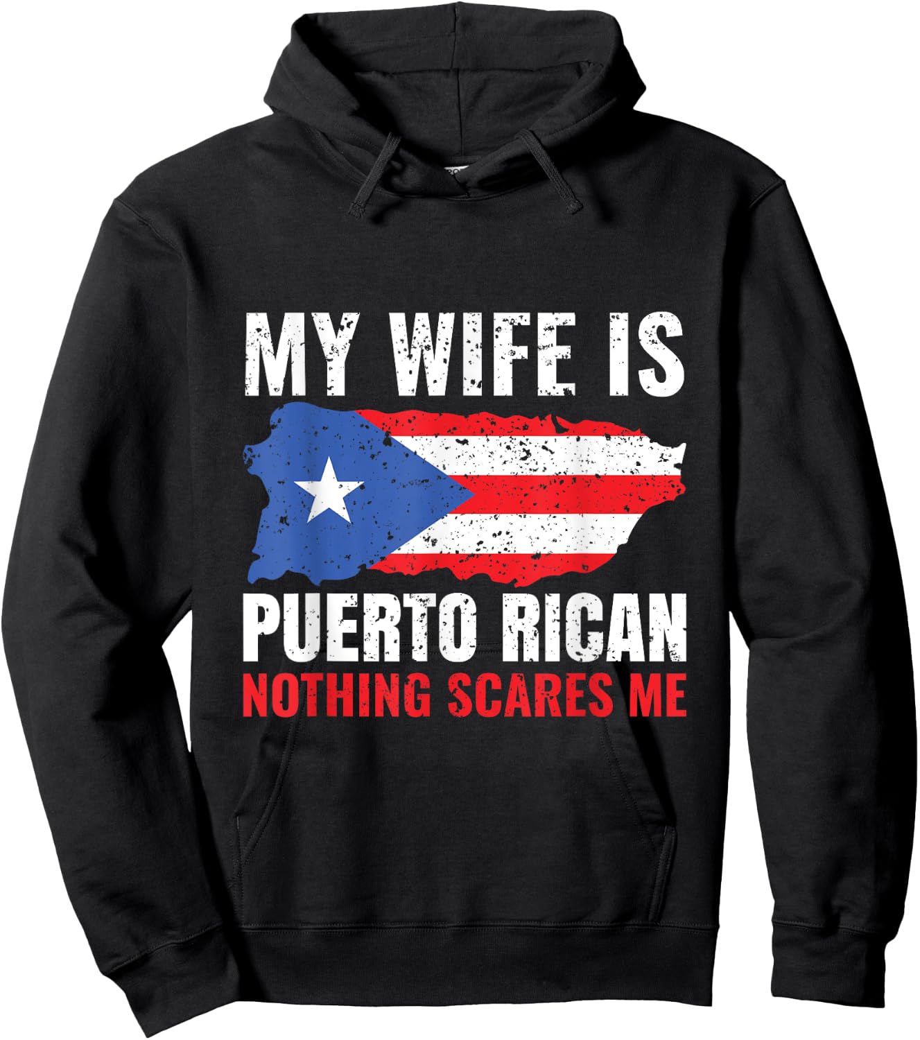 My Wife Is Puerto Rican Puerto Rico Heritage Roots PR Flag Hoodie - Hoodie | Black
