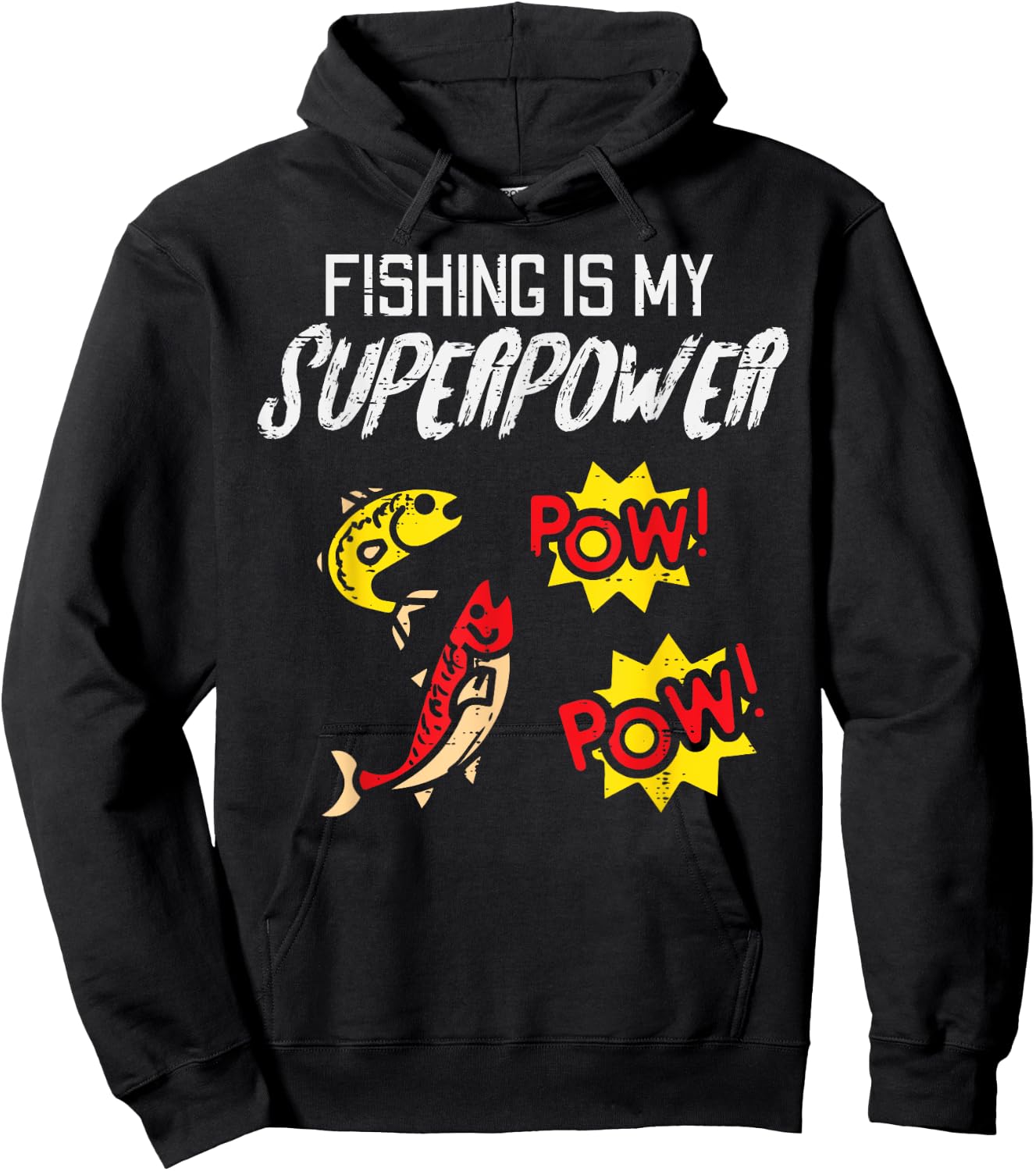 Fishing Is My Superpower Funny Fisherman Boys Kids Men Women Hoodie - Hoodie | Black