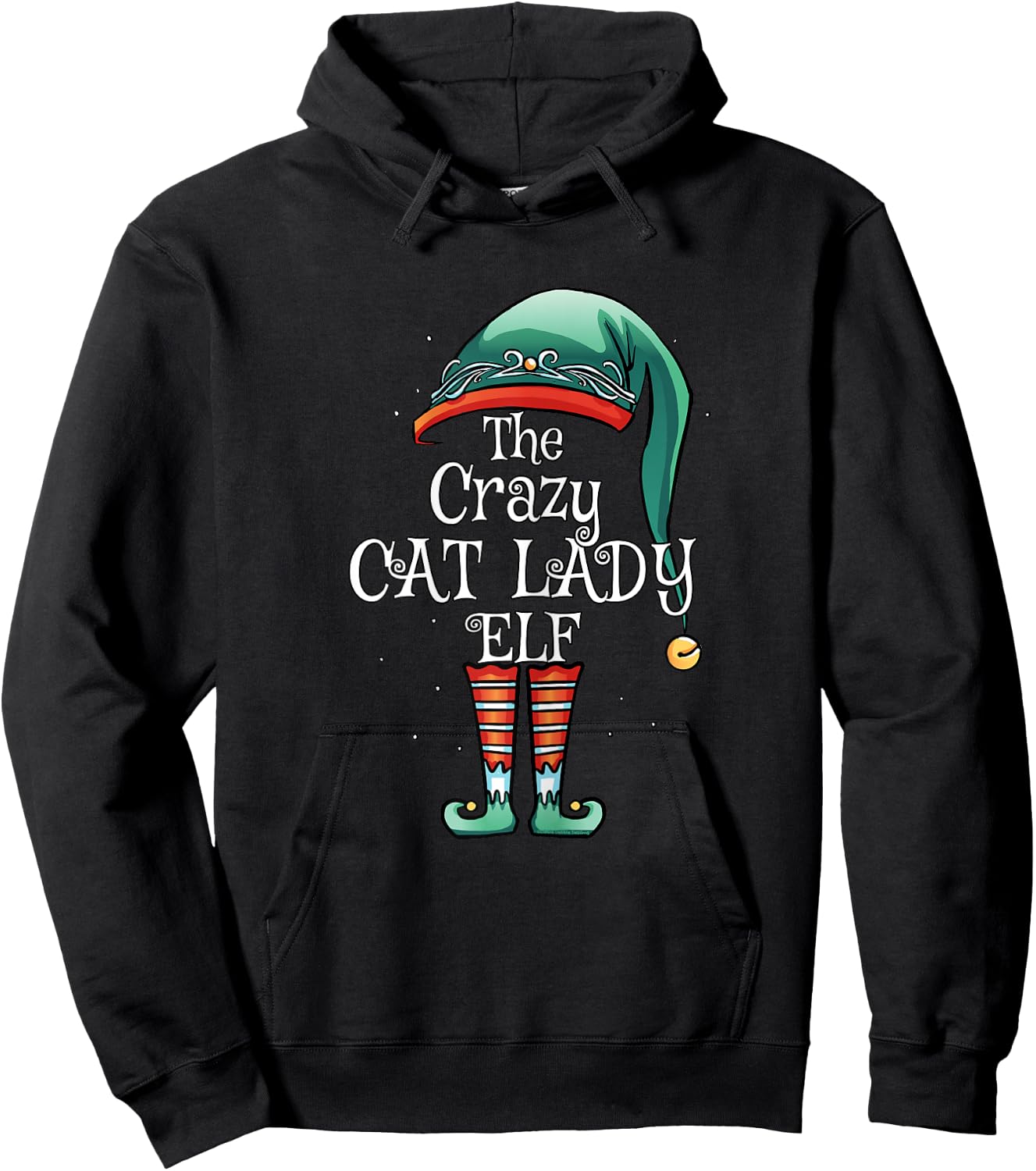 The Crazy Cat Lady Elf Matching Family Christmas Cat Lover Hoodie - Hoodie | Black