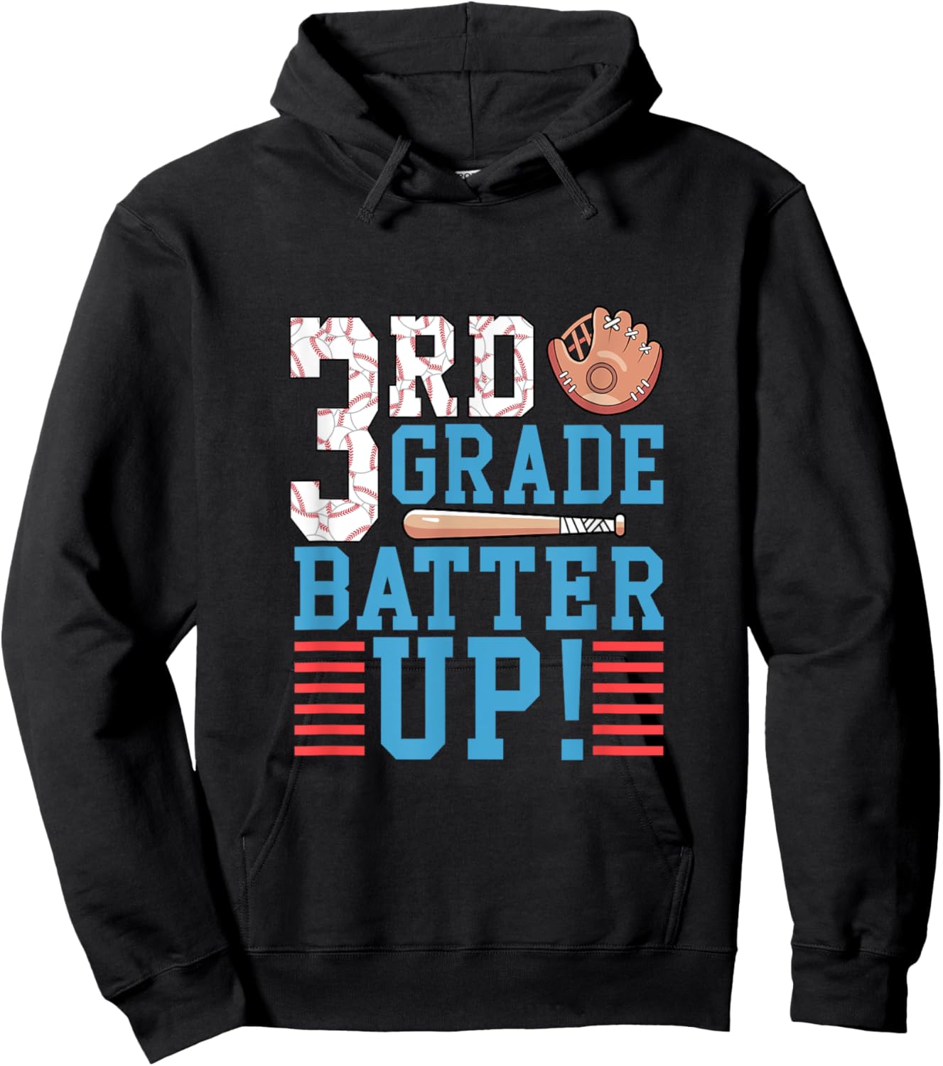 3rd Grade Back To School Shirt 3rd Grade Batter Up Baseball Hoodie - Hoodie | Black