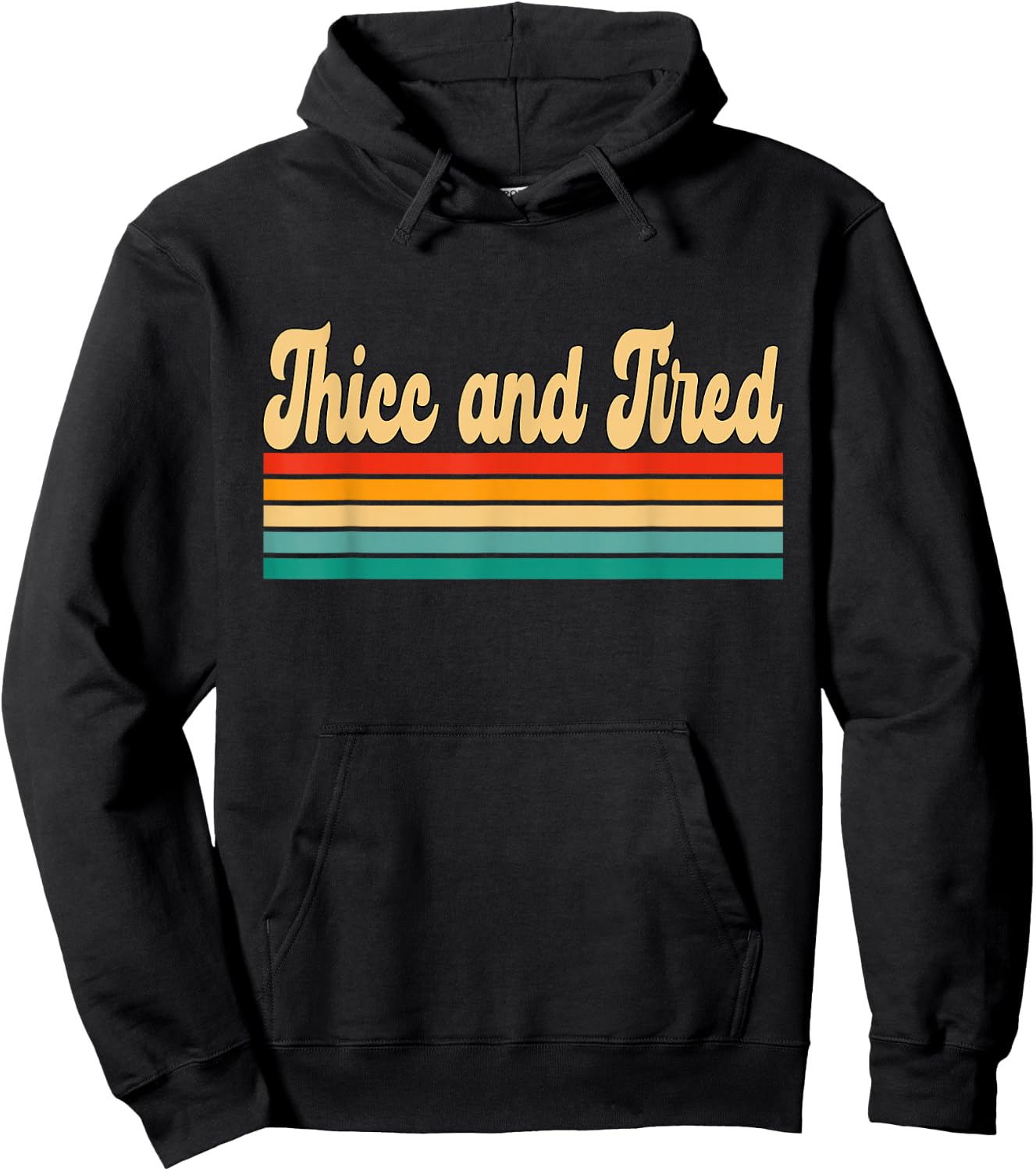 Thicc and Tired Retro Vintage Hoodie - Hoodie | Black