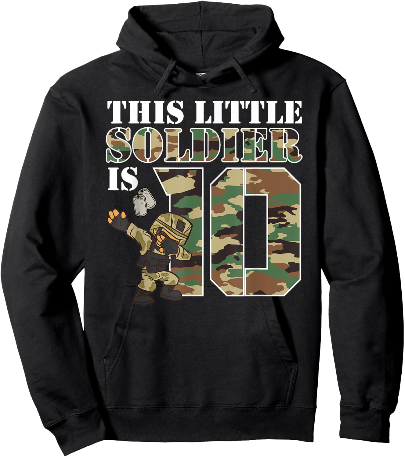 10 Year Old Boy Military Army 10th Birthday Boy Hoodie - Hoodie | Black