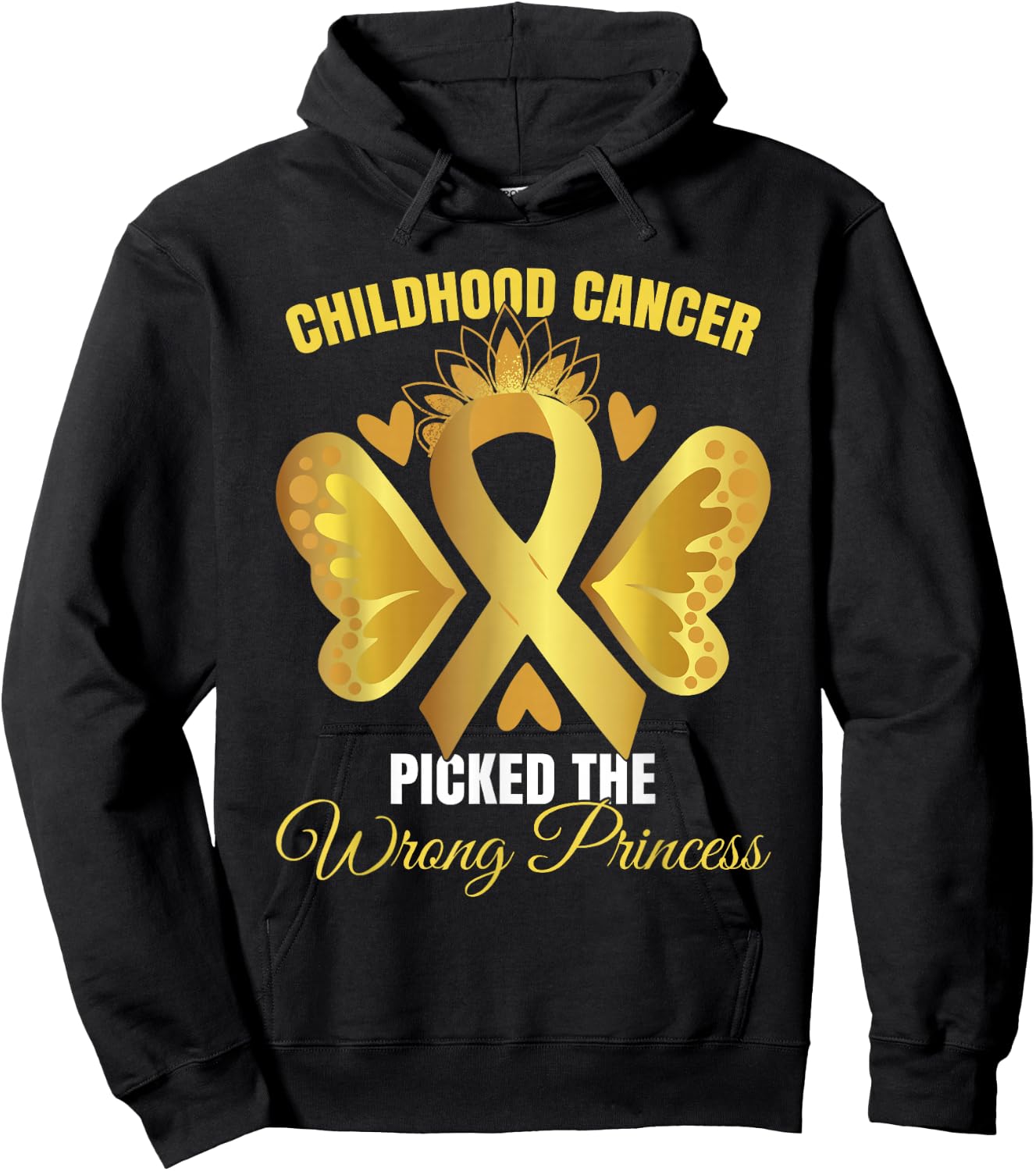 Childhood Cancer Picked The Wrong Princess Hoodie - Hoodie | Black