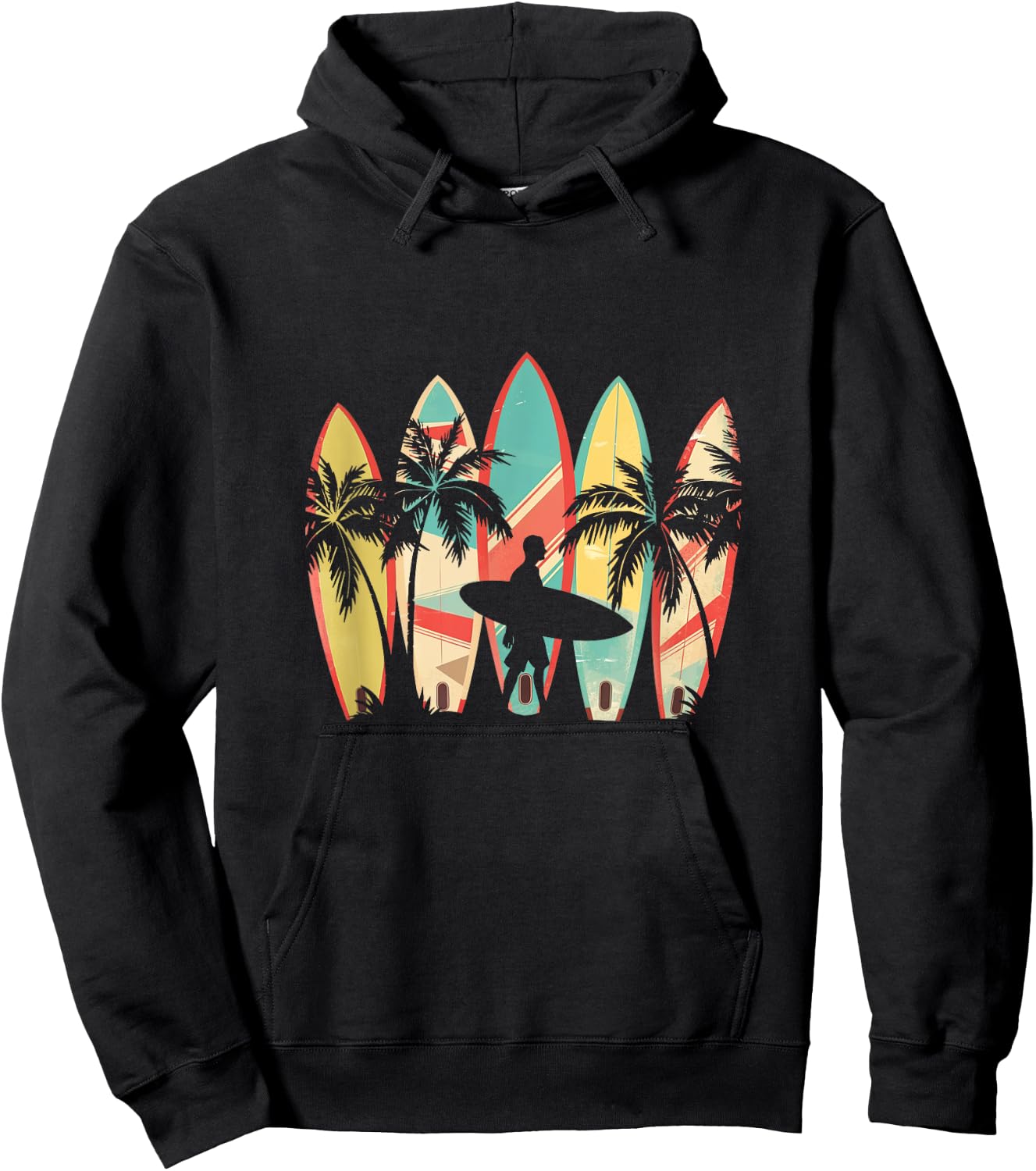 Vintage Surfer Surfing Beach Surf Surfboard Women Hoodie - Hoodie | Black