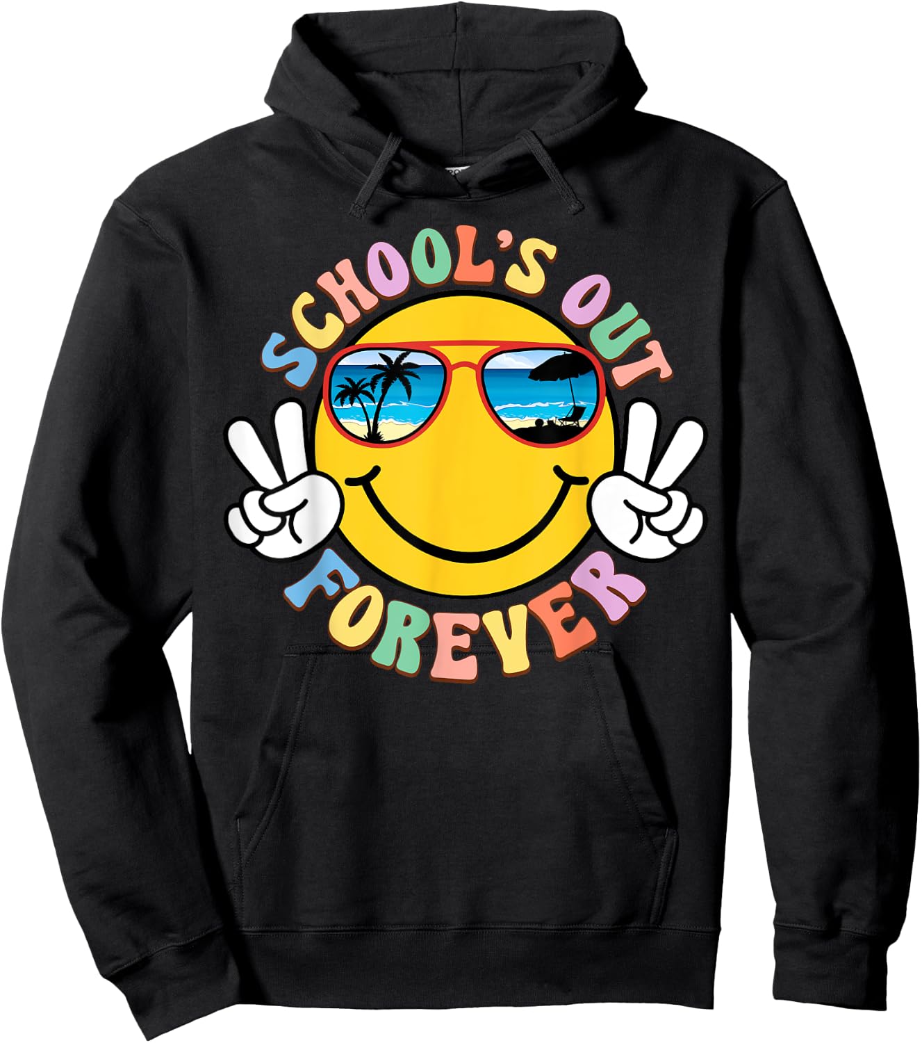 Retro Groovy School's Out Forever Retired Teacher Retirement Hoodie - Hoodie | Black