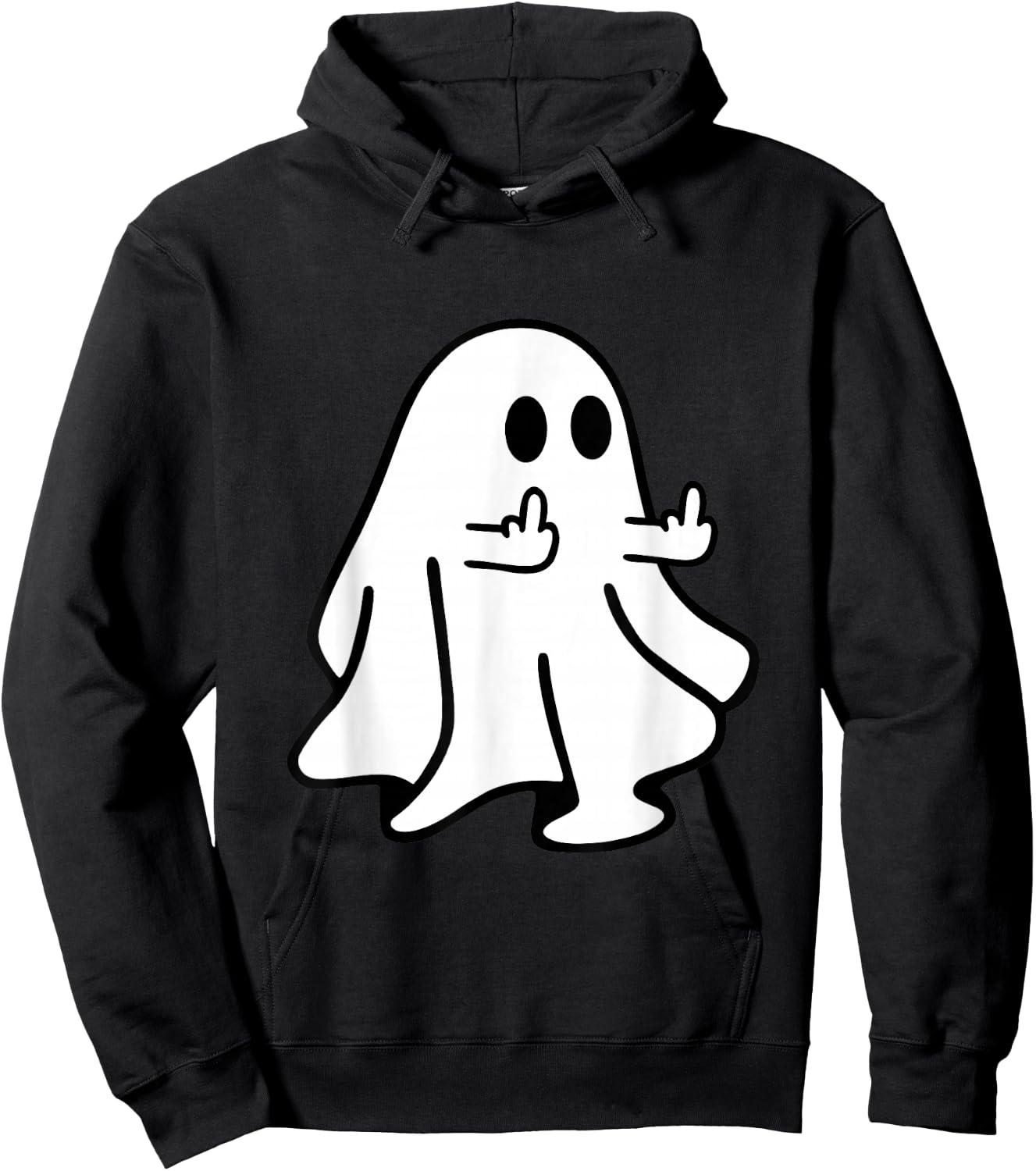 Spooky Ghost Middle Finger Halloween Party Hoodie - Hoodie | Black
