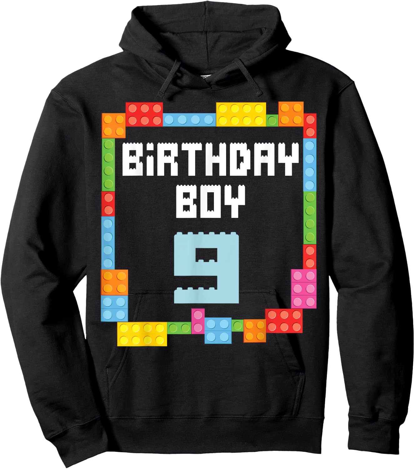 9th birthday Boy master builder 9 years old block building Hoodie - Hoodie | Black