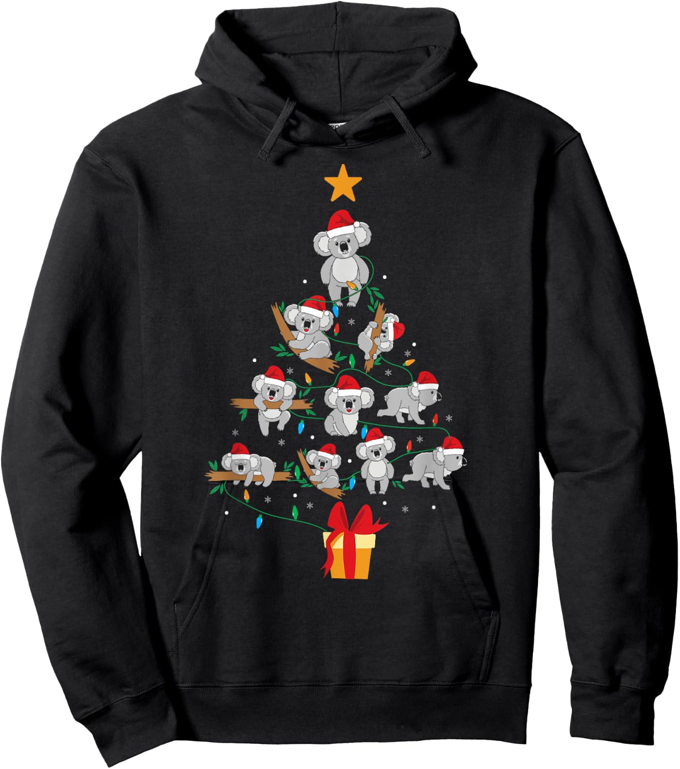MY CHRISTMAS TREE Pajama Shirt Koala Ornament Xmas Funny Hoodie - Hoodie | Black