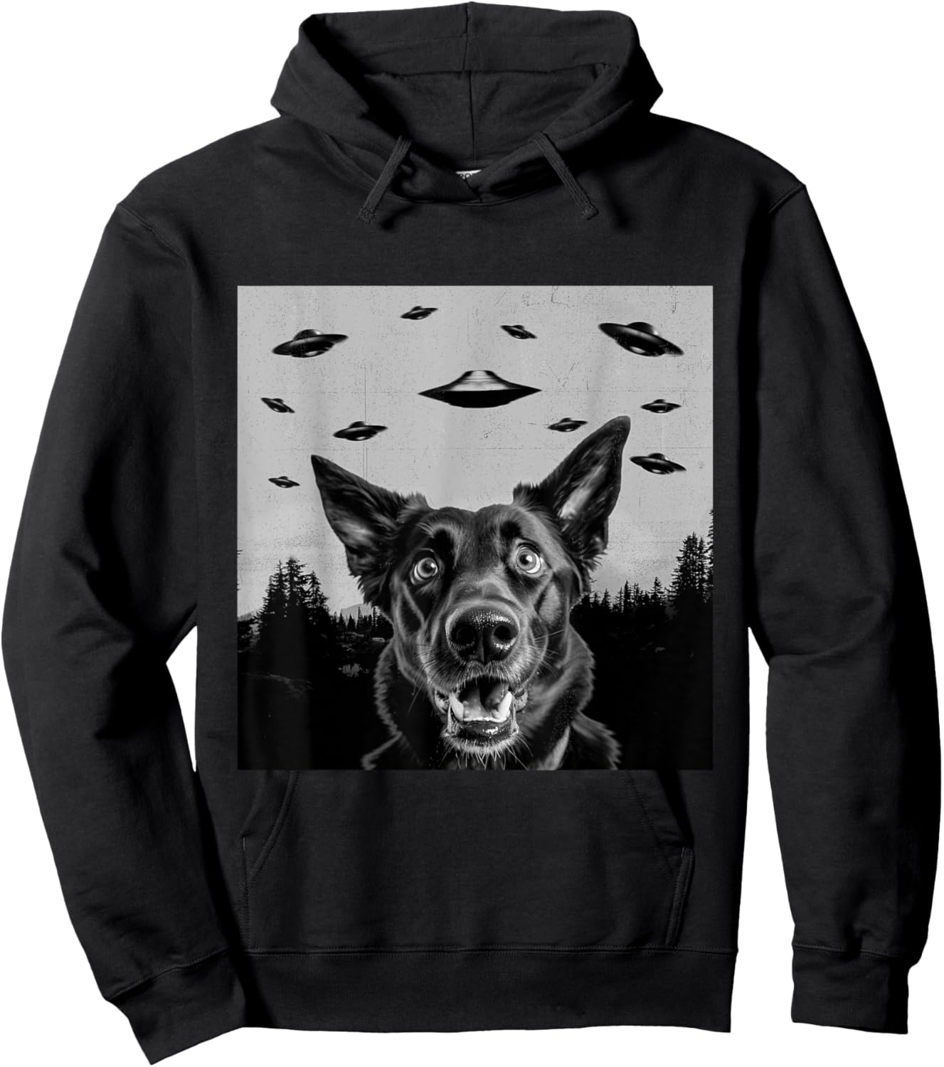 Alien UFO Funny Dutch Shepherd Dog Lover Men Women Kids Hoodie - Hoodie | Black