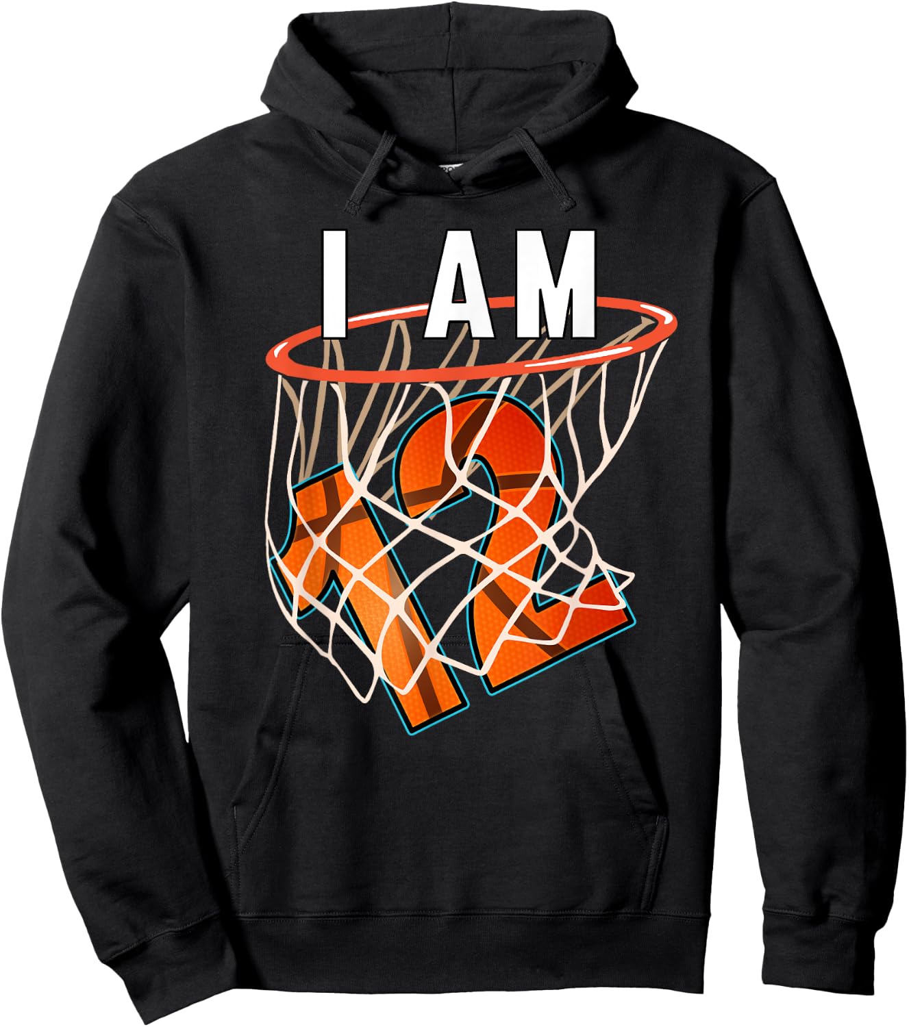 I Am 12 Basketball Themed 12th Birthday Party Celebration Hoodie - Hoodie | Black