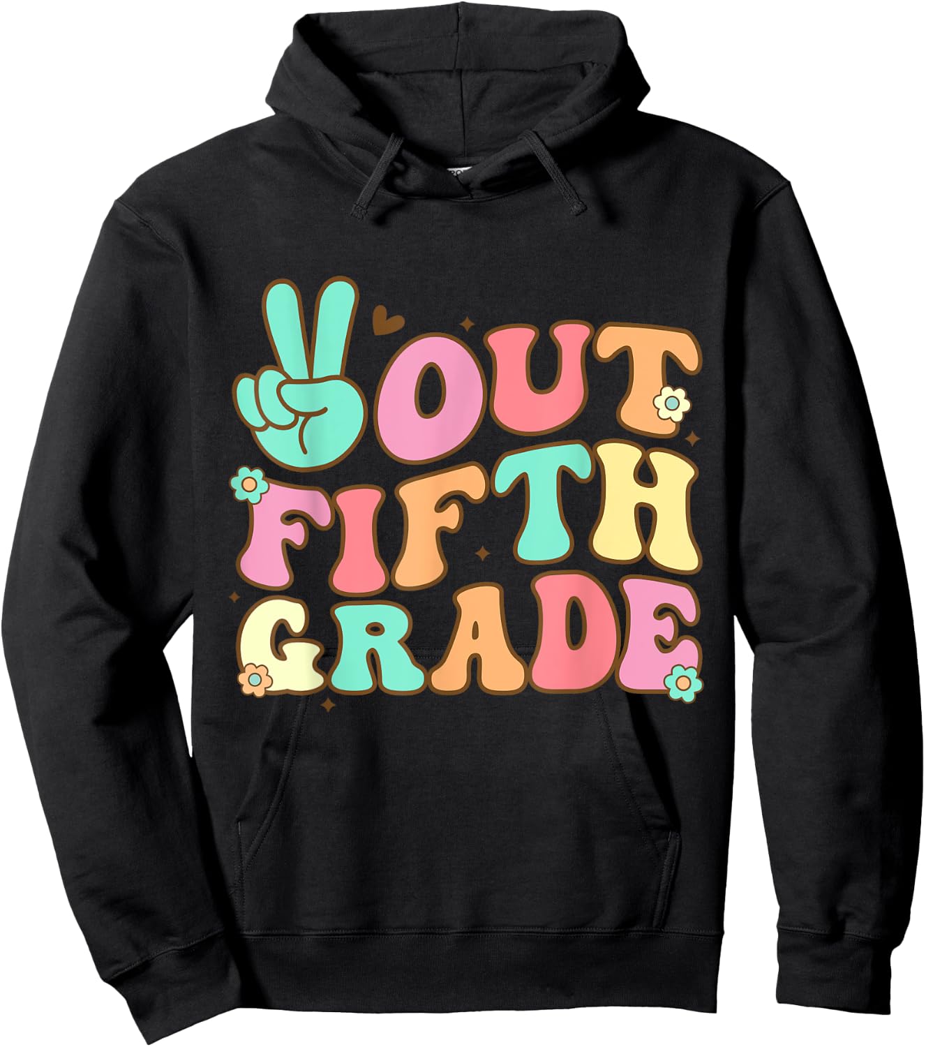 Peace Out Fifth 5th Grade Last Day School Graduation Hoodie - Hoodie | Black