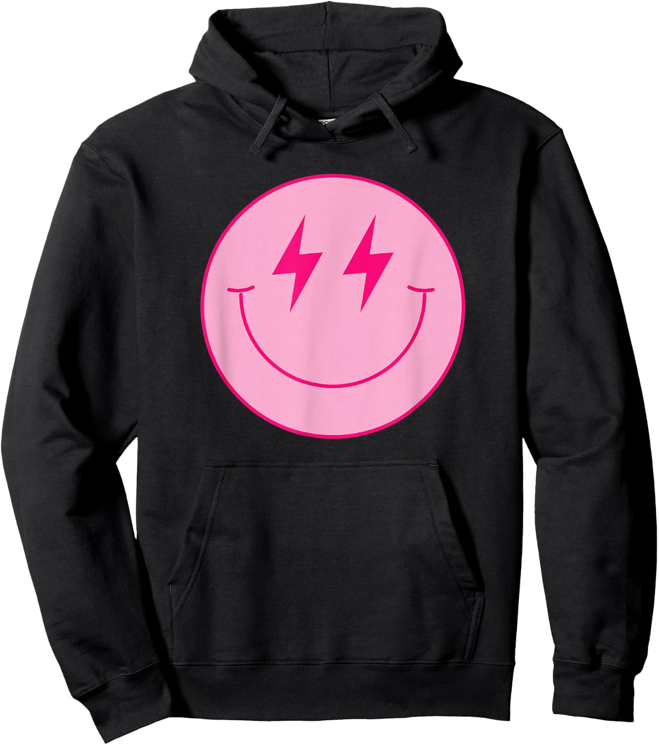 Pink Smile Face Shirt Cute Happy Lightning Smiling Face Hoodie - Hoodie | Black