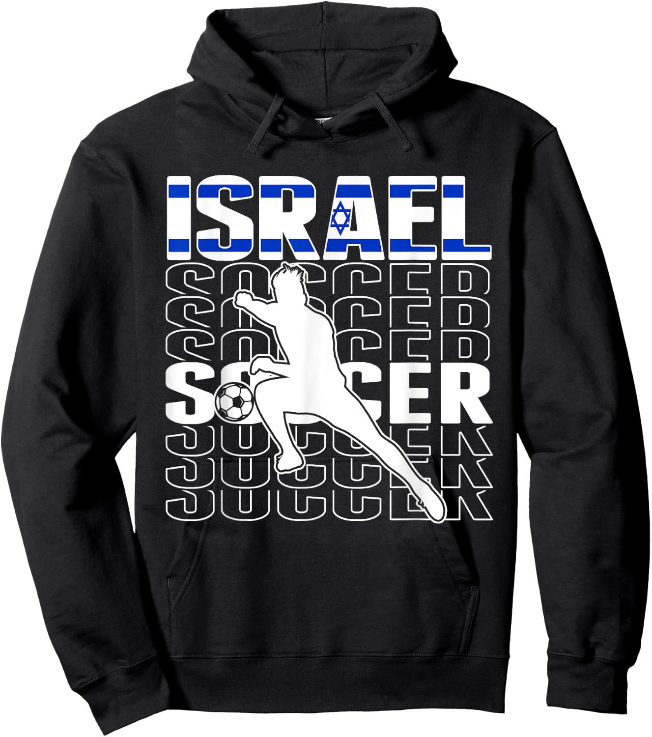 Israel Soccer Fans Jersey - Israeli Flag Football Lovers Hoodie - Hoodie | Black