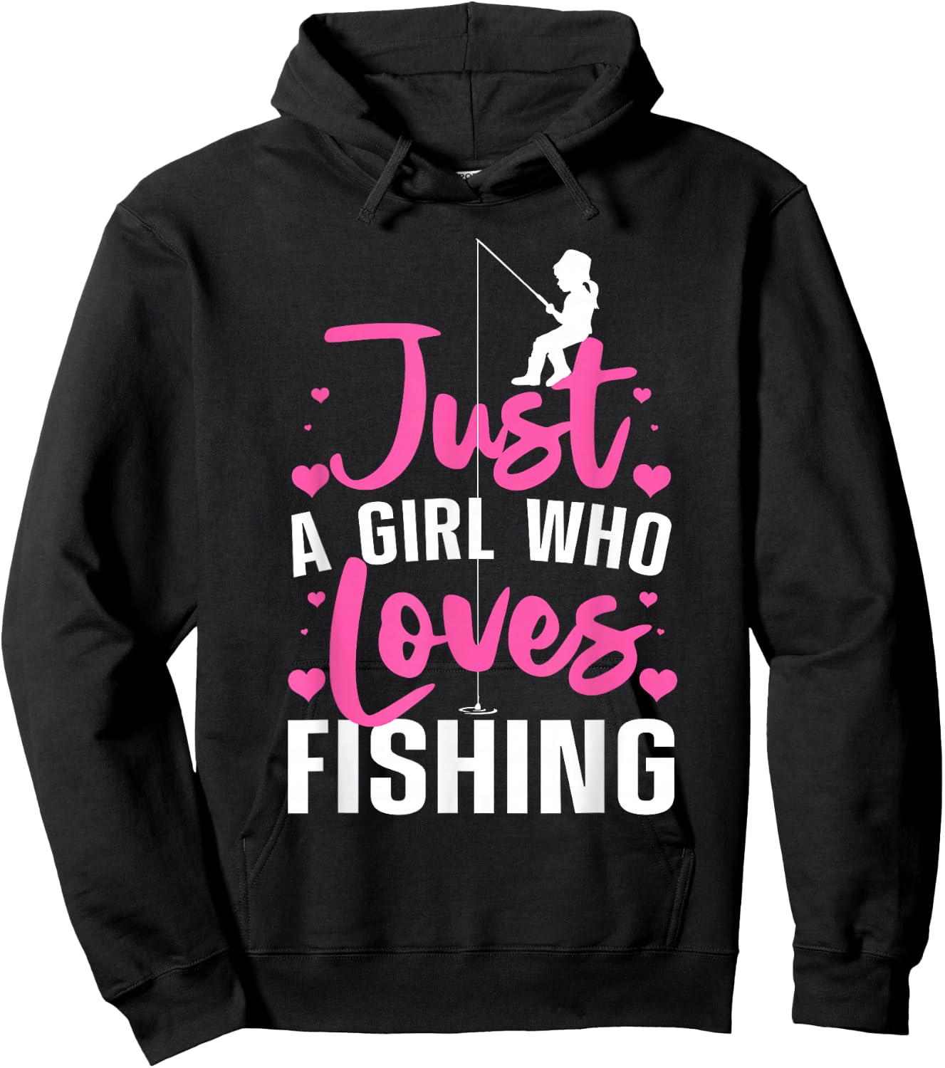 Cute Fishing Girls Kids Fisher Fisherman Bass Fish Hoodie - Hoodie | Black