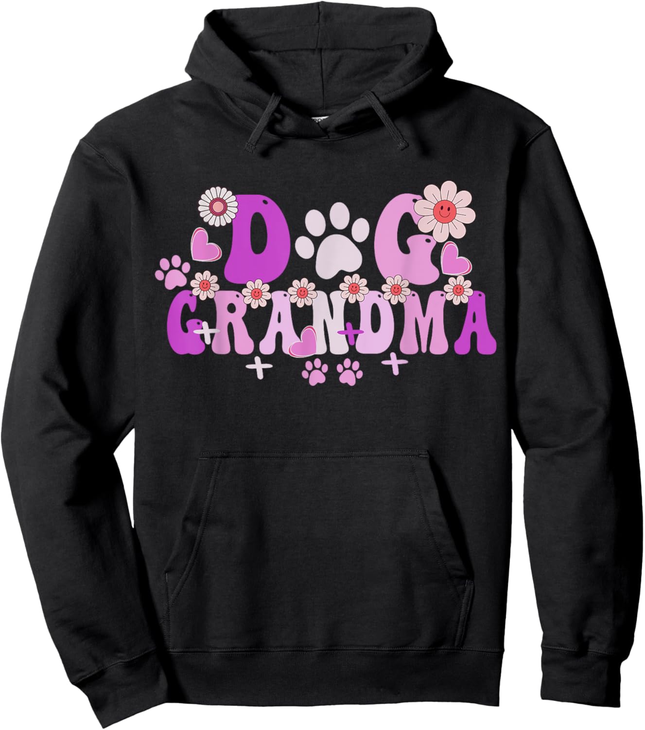 Groovy Dog Grandma Art Owner Mama Grandma Dog Lovers Hoodie - Hoodie | Black