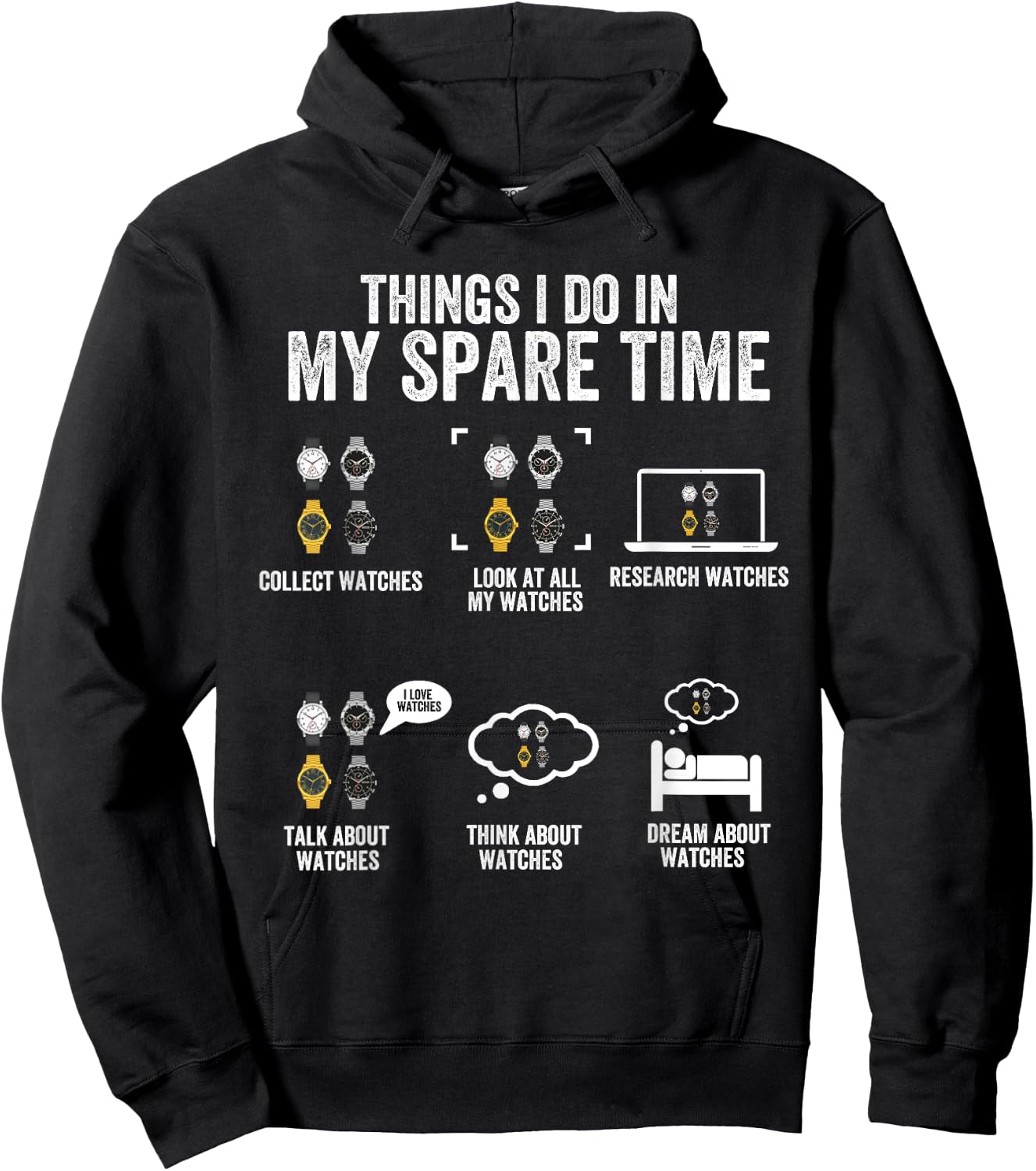 Things I Do In My Spare Time, Horologist Watch Collector Hoodie - Hoodie | Black
