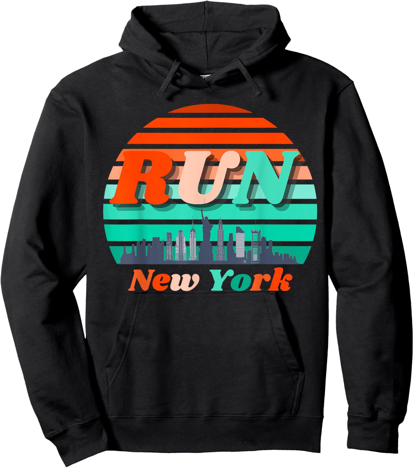 Run New York Sunrise City Silhouette Celebrate Running Hoodie - Hoodie | Black