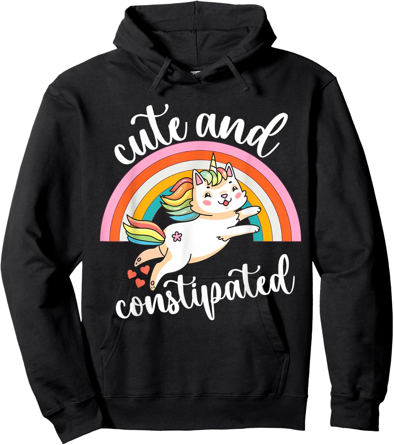 Funny Constipation IBS-C Tummy Cute Constipated Unicorn Cat Women Hoodie - Hoodie | Black