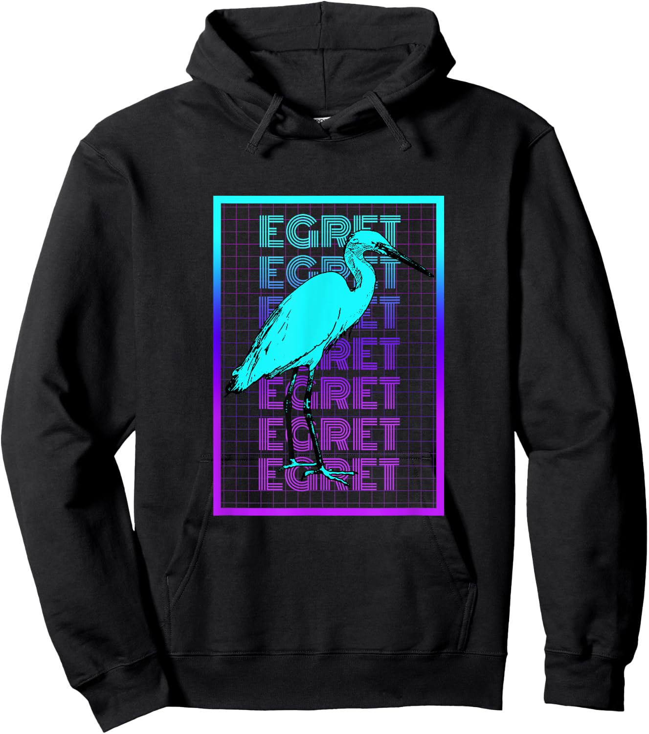 Egret Bird Vintage Retro Egret Hoodie - Hoodie | Black