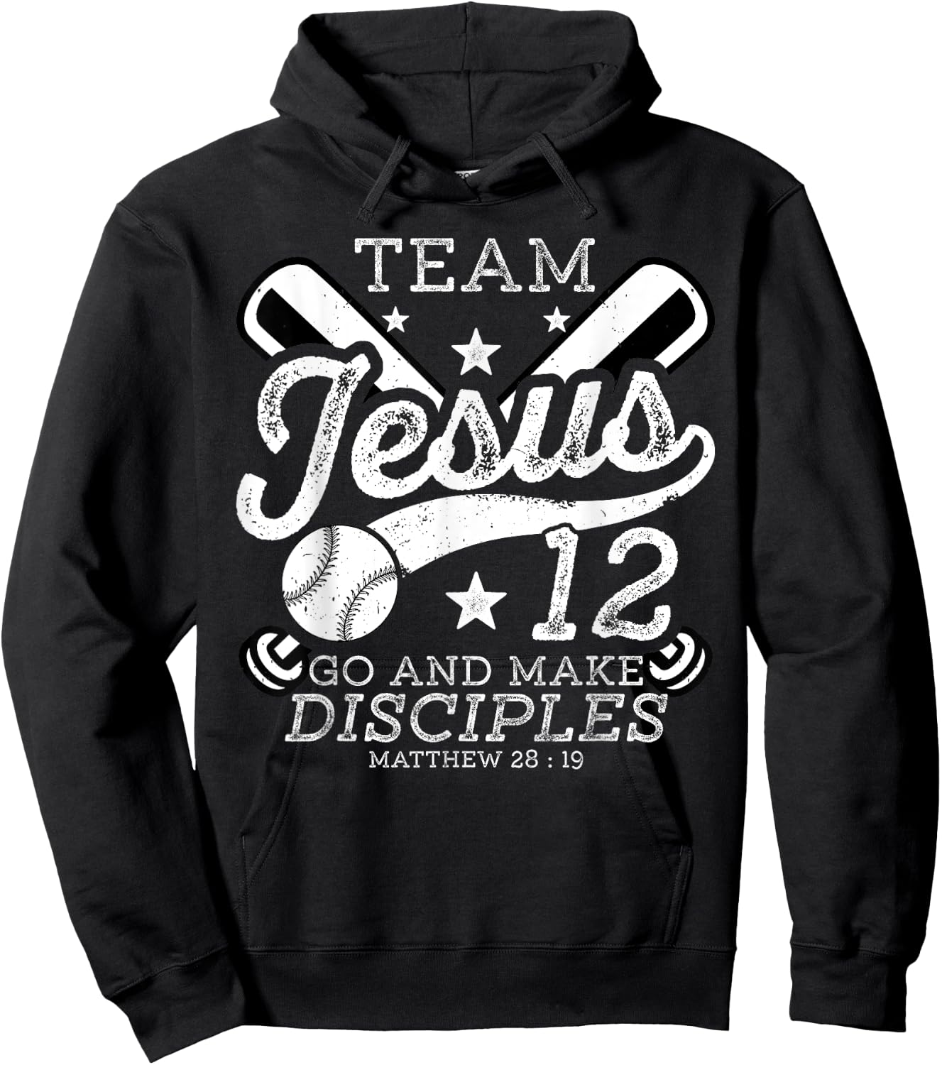 Jesus and Baseball Team Jesus Christian Matthew 28:19 Verse Hoodie - Hoodie | Black