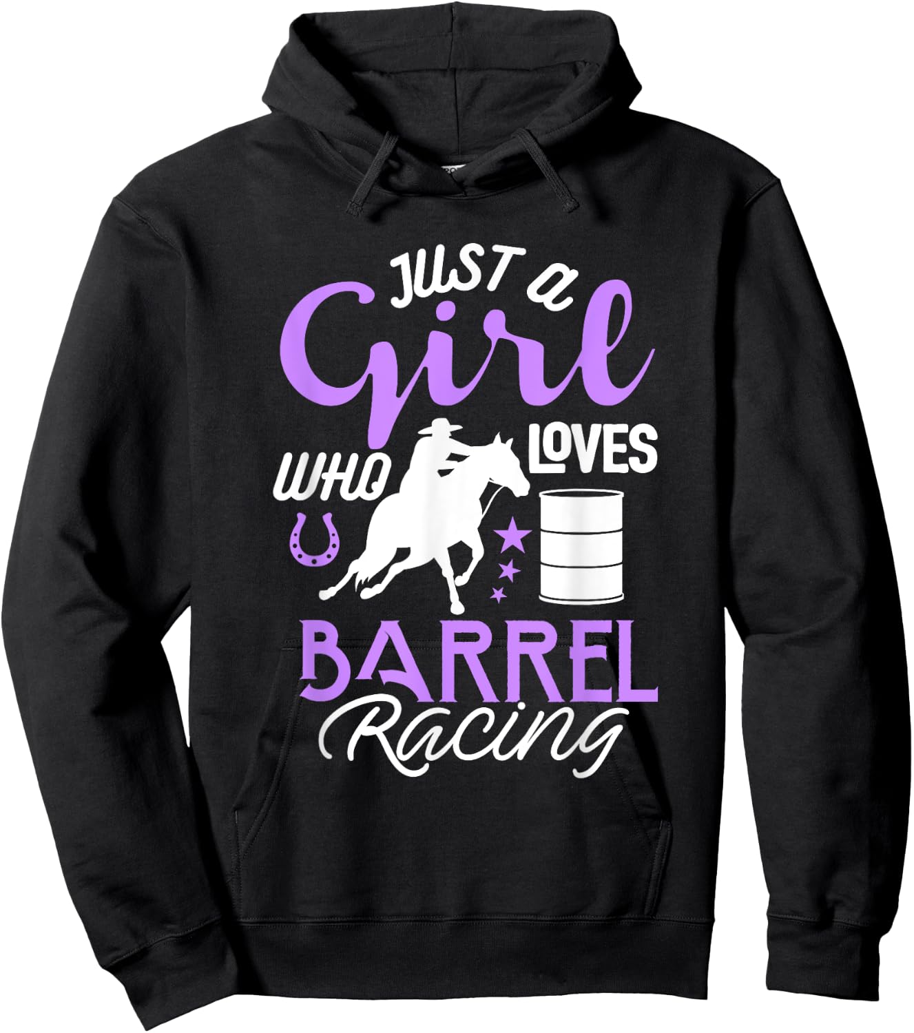 Barrel Racer Girl Shirt Just Girl Loves Barrel Racing Kids Hoodie - Hoodie | Black