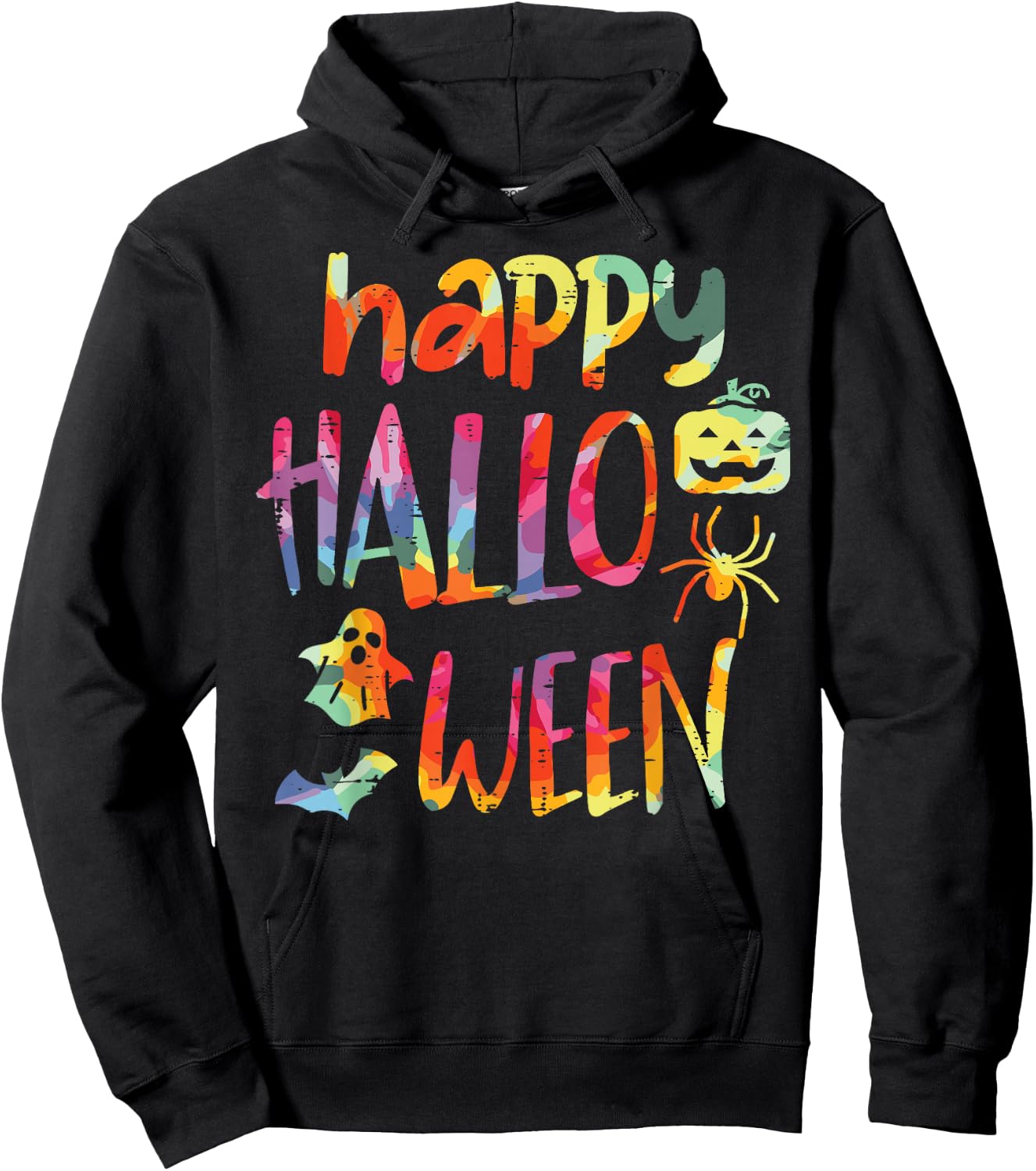 Tie Dye Happy Halloween Retro Costume Hippie Men Women Kids Hoodie - Hoodie | Black