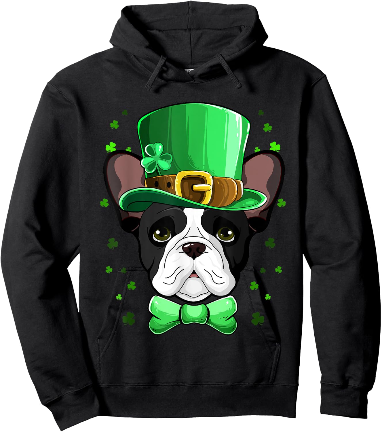 Boston Terrier Leprechaun Costume St Patricks Day Hoodie - Hoodie | Black