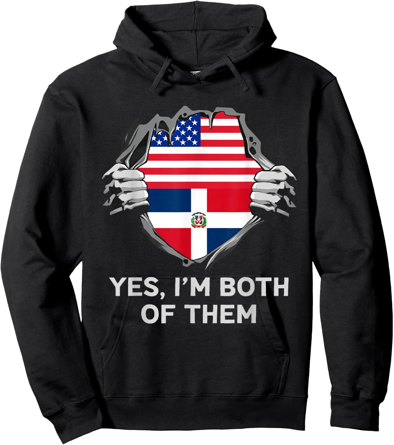 Half American Half Dominican USA Dominican Republic Flag Hoodie - Hoodie | Black