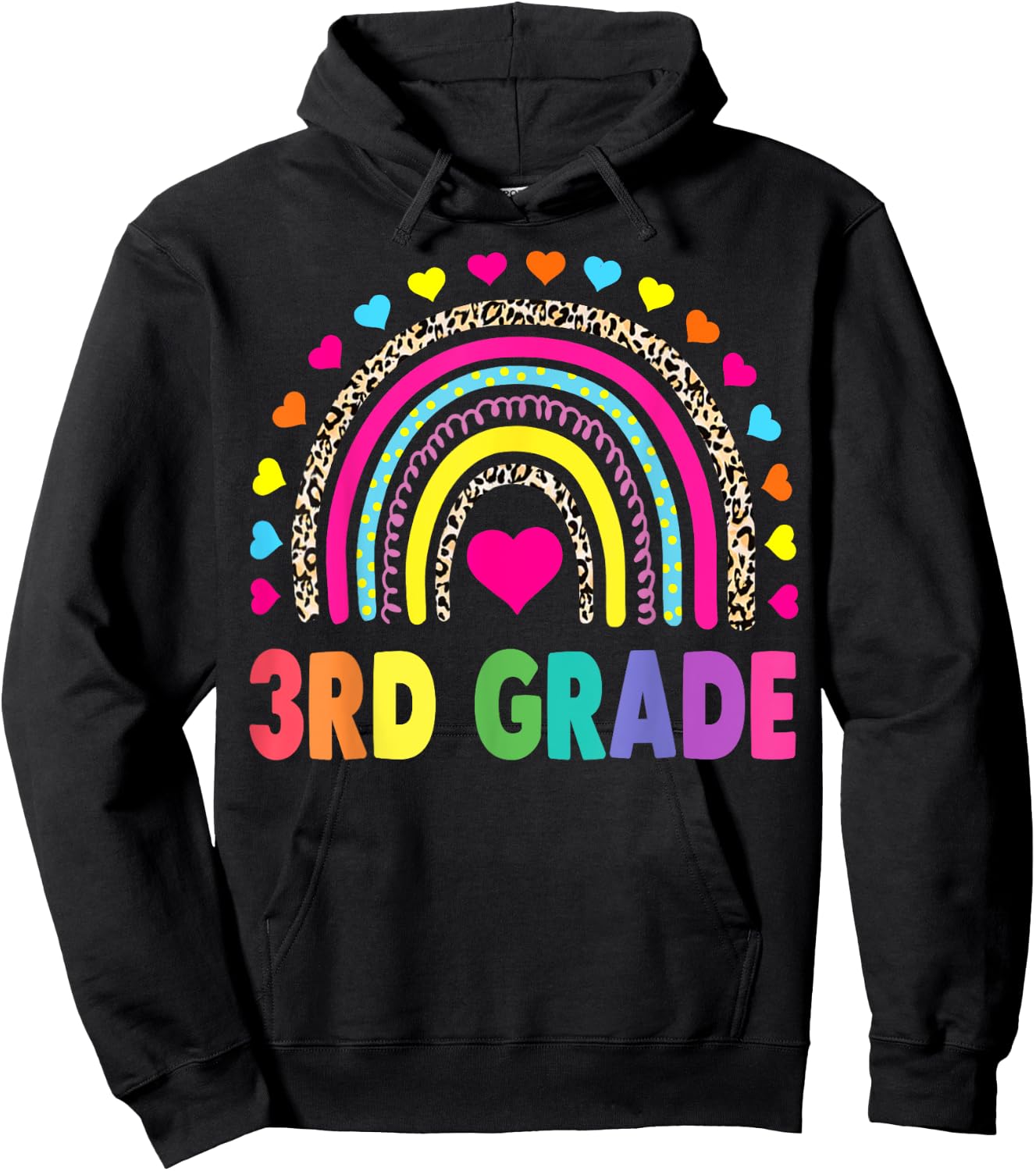 Third Grade Rainbow Girls Boys Teacher Team 3rd Grade Squad Hoodie - Hoodie | Black