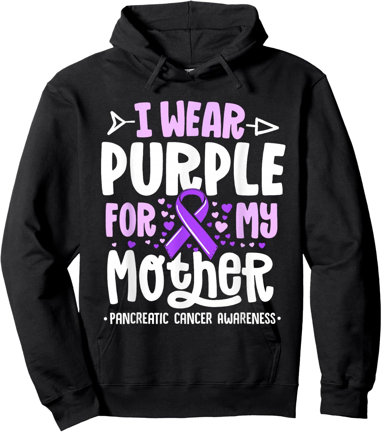 I Wear Purple For My Mother Mom Pancreatic Cancer Awareness Hoodie - Hoodie | Black