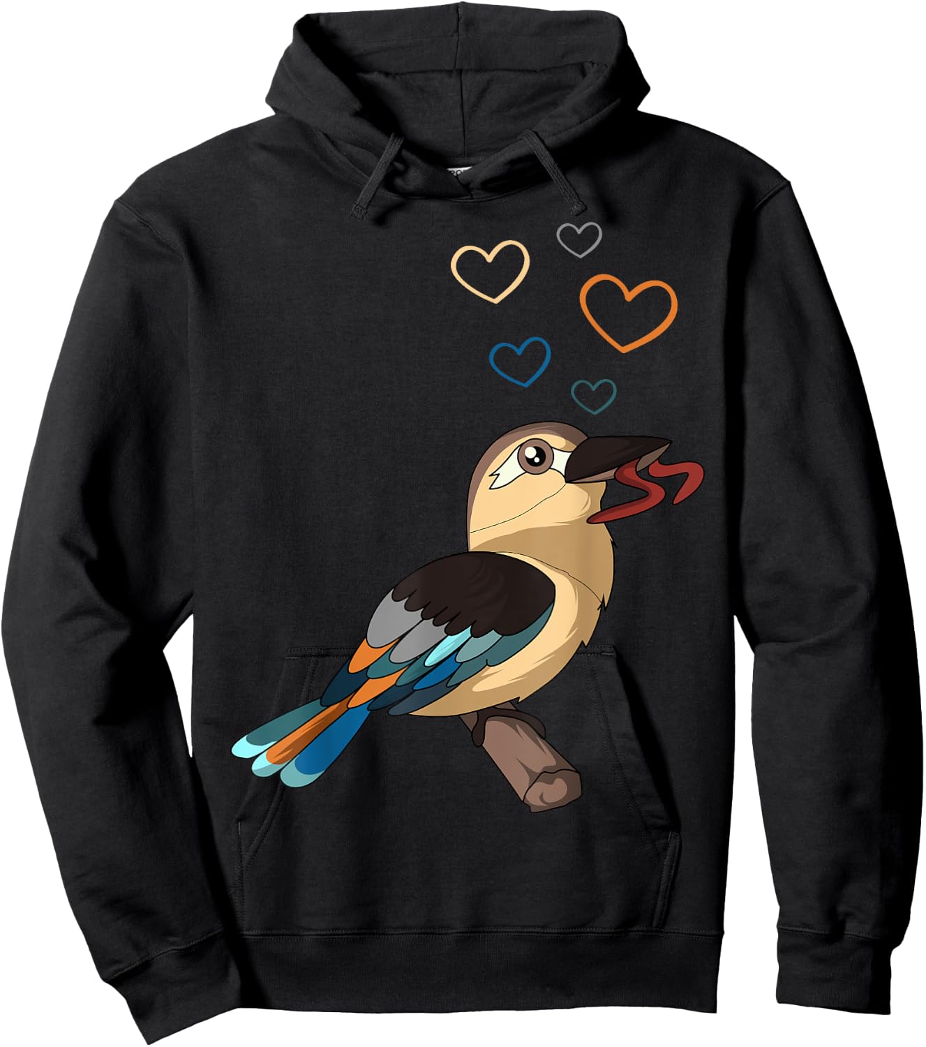 Kookaburra Heart Kingfisher Birdwatcher Ornithologist Hoodie - Hoodie | Black