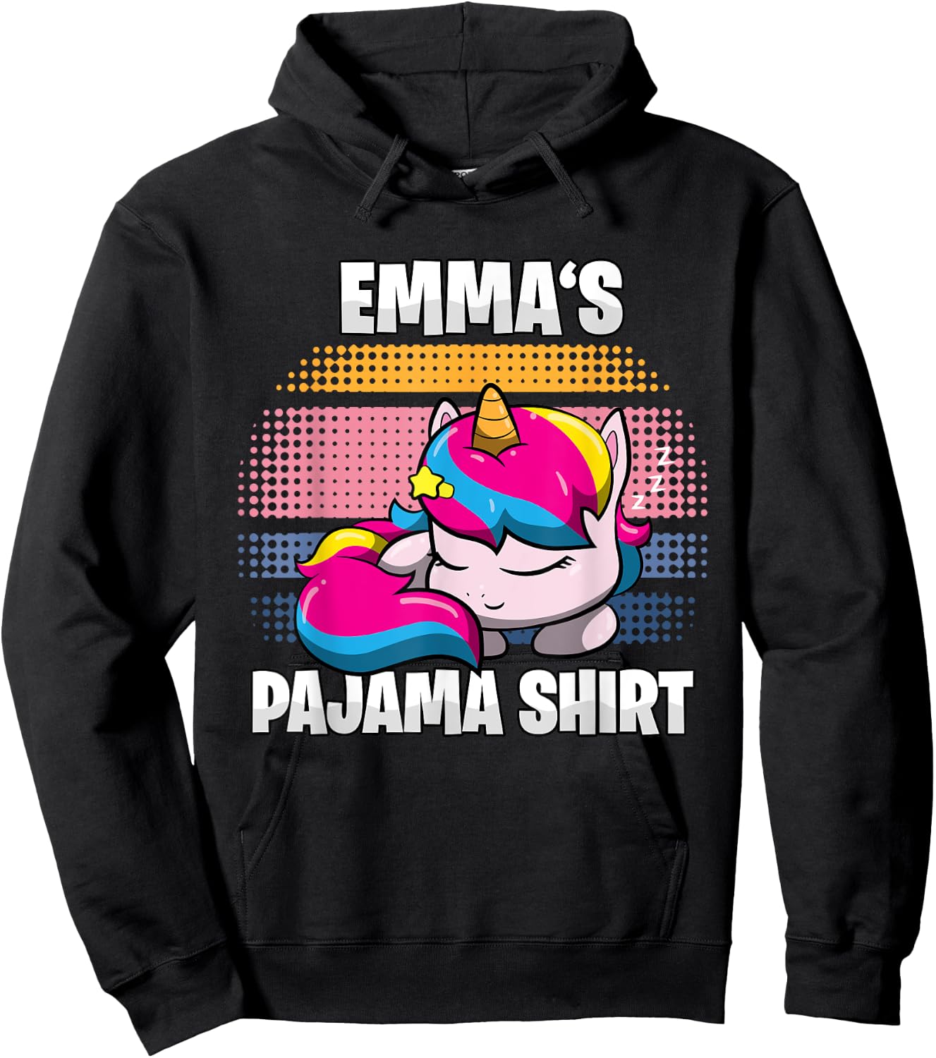 Emma's Pajama Shirt - Personalized Sleeping Hoodie - Hoodie | Black