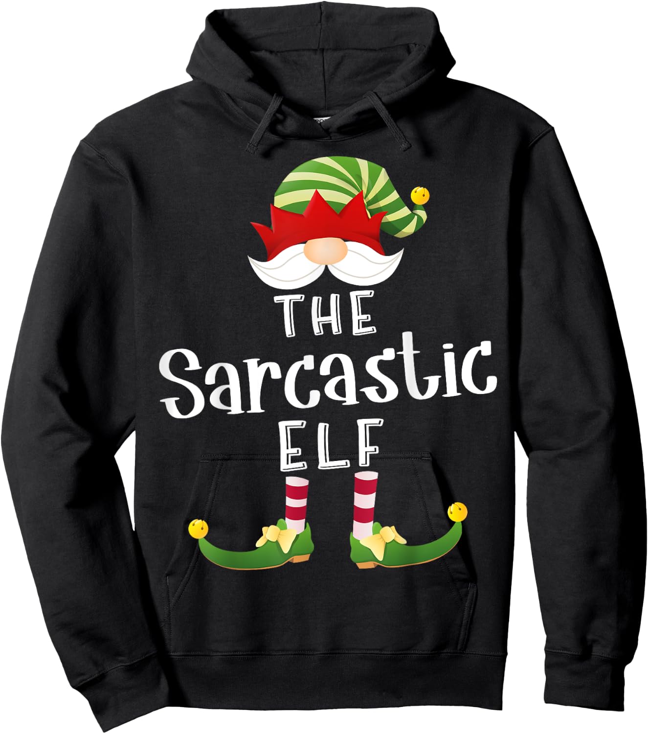 Sarcastic Elf Group Christmas Funny Pajama Party Hoodie - Hoodie | Black