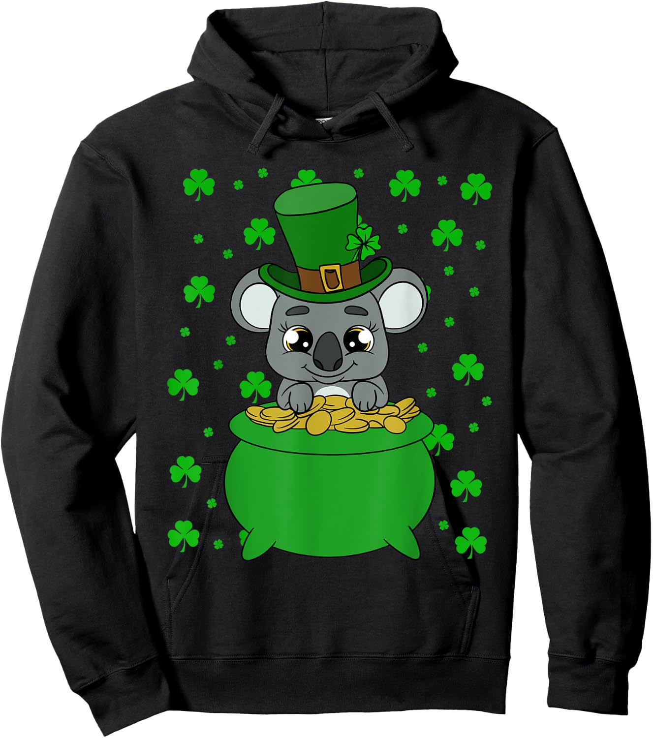 Cute Koala Shamrocks Saint Patrick's Day Hoodie - Hoodie | Black