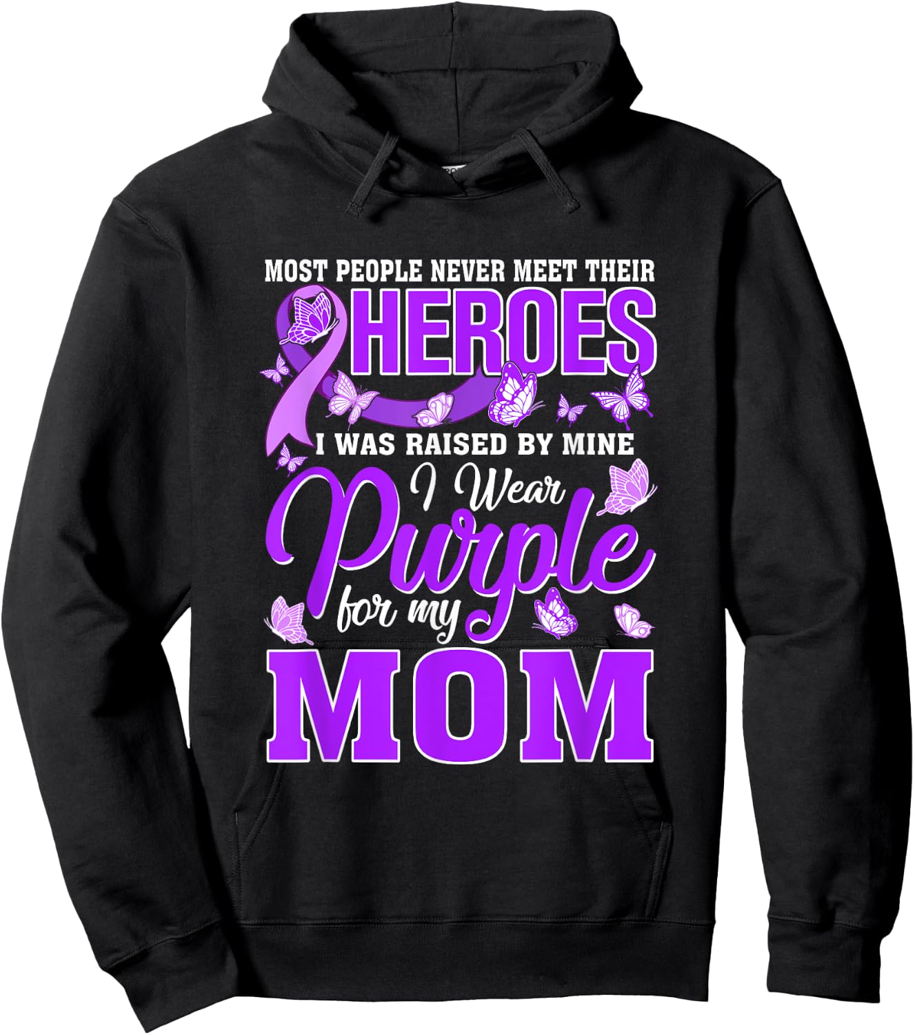 My Heroes I Wear Purple For My Mom Pancreatic Cancer Hoodie - Hoodie | Black