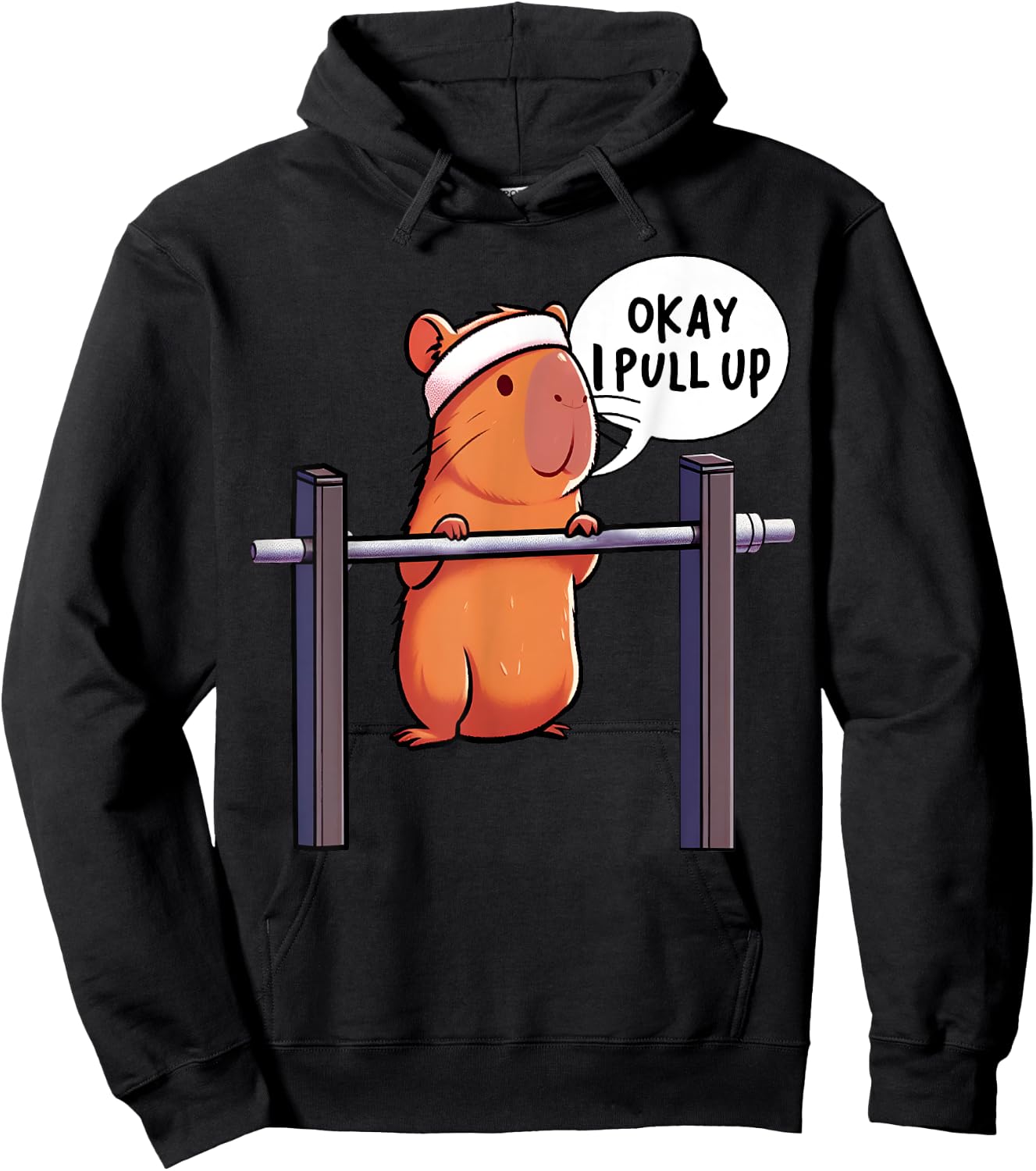 Ok I Pull Up Capybara Funny Capybara Gym Lover Fitness Meme Hoodie - Hoodie | Black