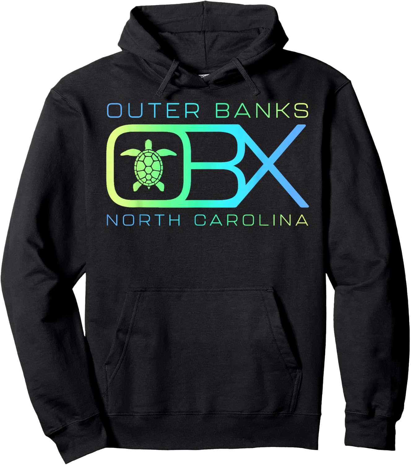 OBX North Carolina | Outer Banks Merch Vacation Sea Turtle Hoodie - Hoodie | Black