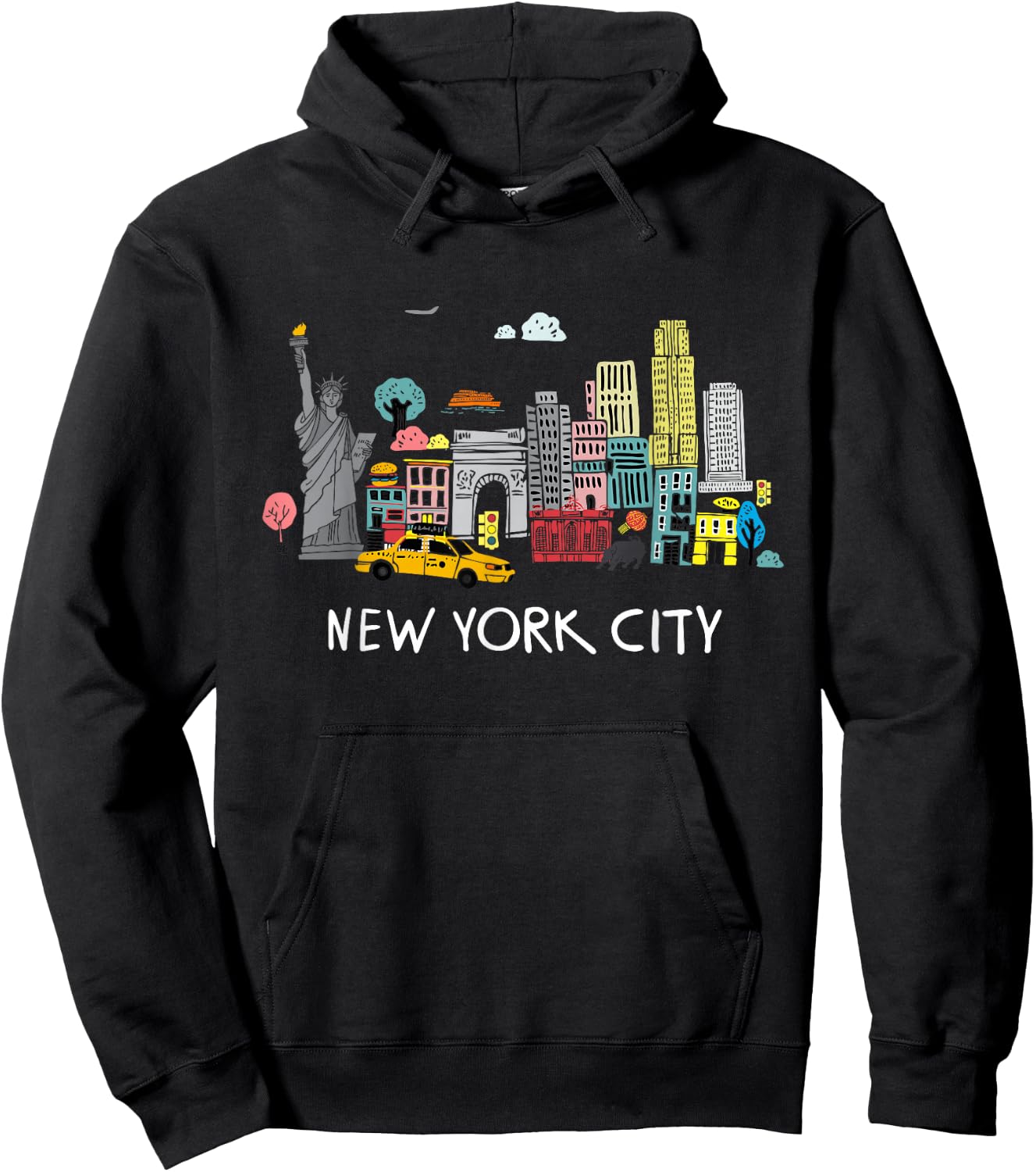 Cool New York City Sketch Drawing Art Illustration Graphic Hoodie - Hoodie | Black