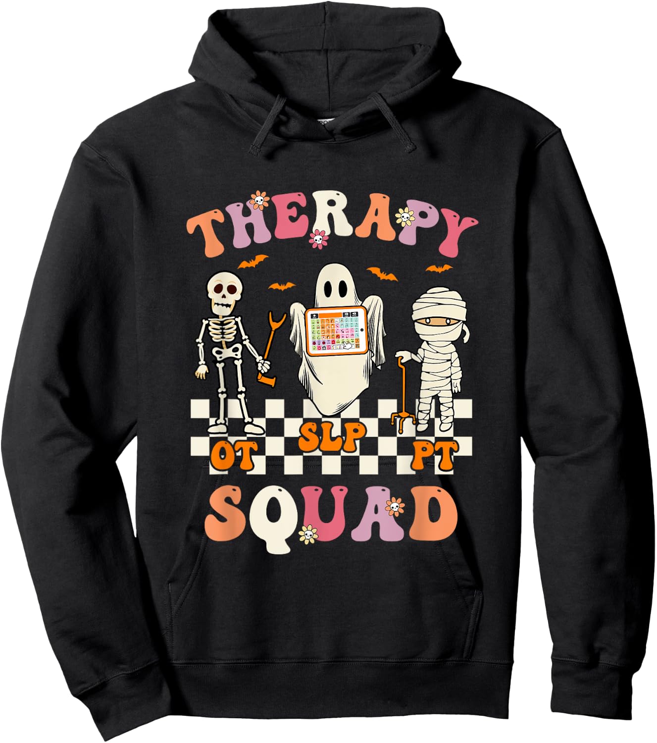 Retro Therapy Squad Slp Ot Pt Team Halloween Speech Physical Hoodie - Hoodie | Black
